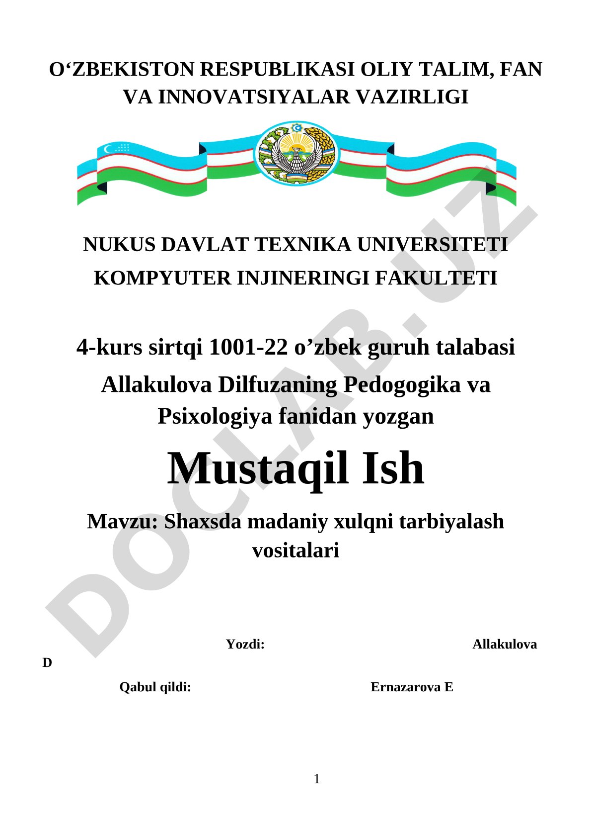 Shaxsda madaniy xulqni tarbiyalash vositalari