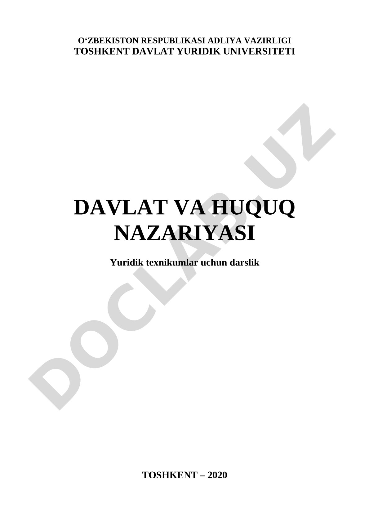 Davlat va huquq nazariyasi