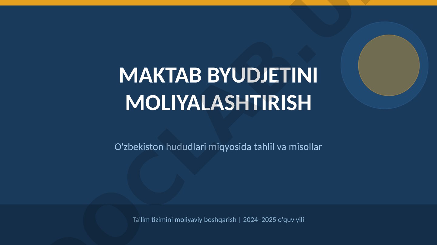 Maktab byudjetini moliyalashtirish: hududiy tahlil va misollar