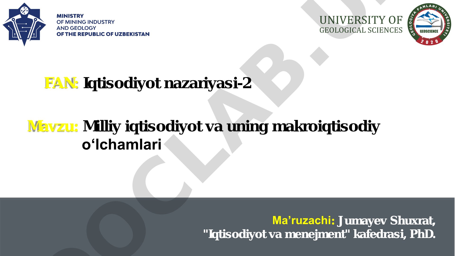 Milliy iqtisodiyot va uning makroiqtisodiy o‘lchamlari
