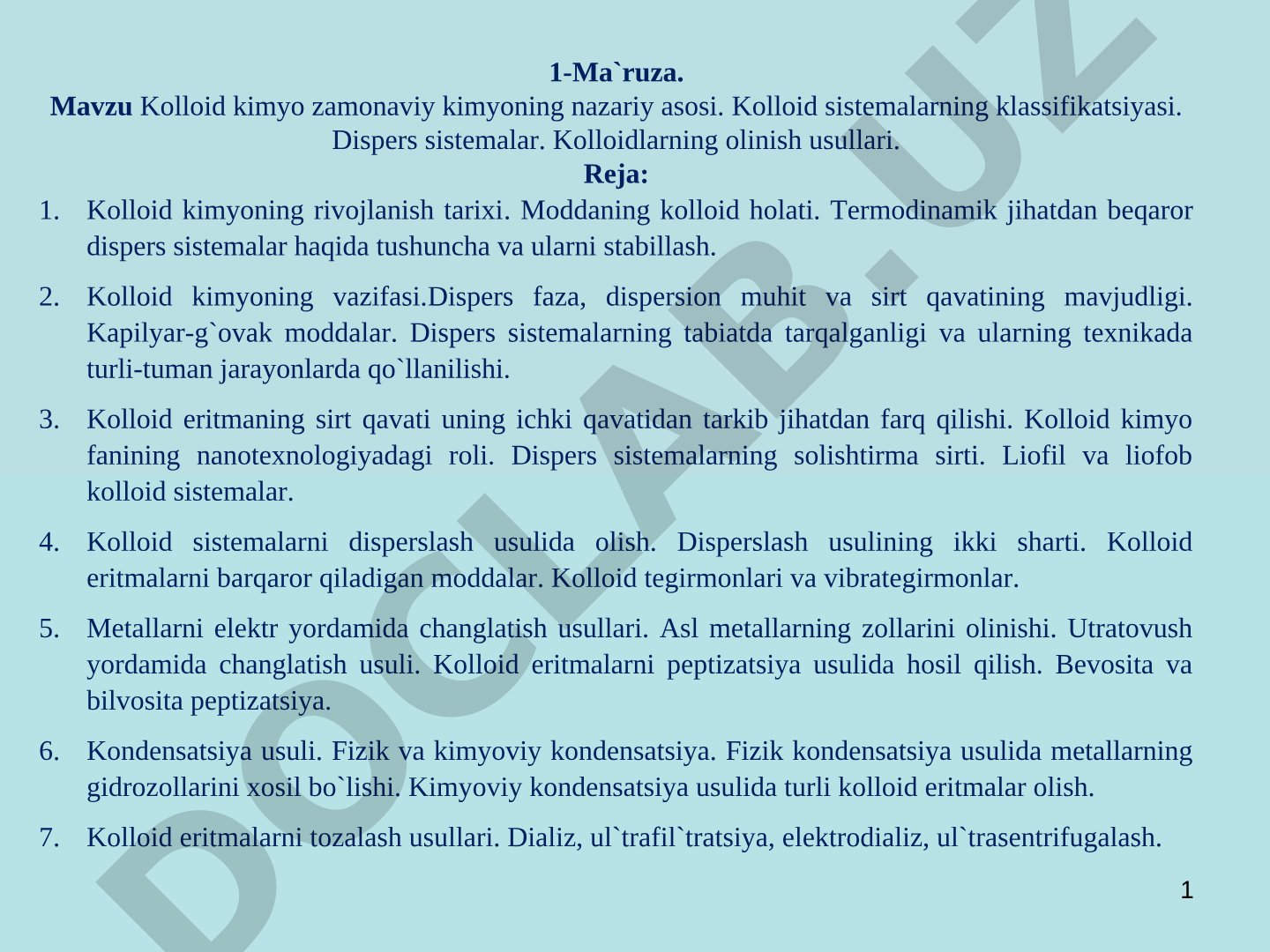Kolloid kimyo zamonaviy kimyoning nazariy asosi