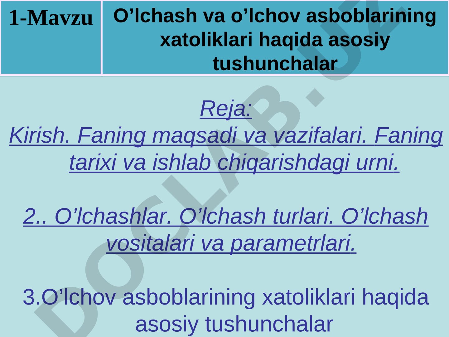 O’lchash va o’lchov asboblarining xatoliklari haqida asosiy tushunchalar