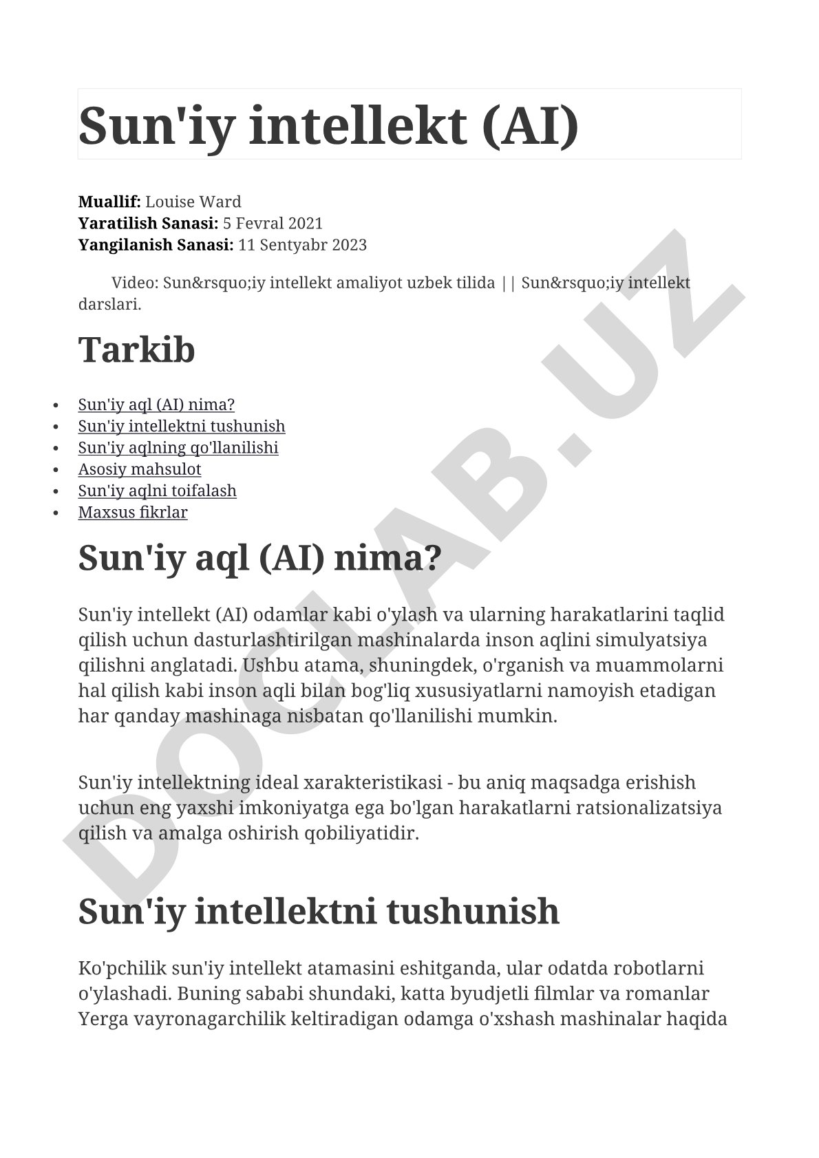 Sun'iy intellekt (AI)