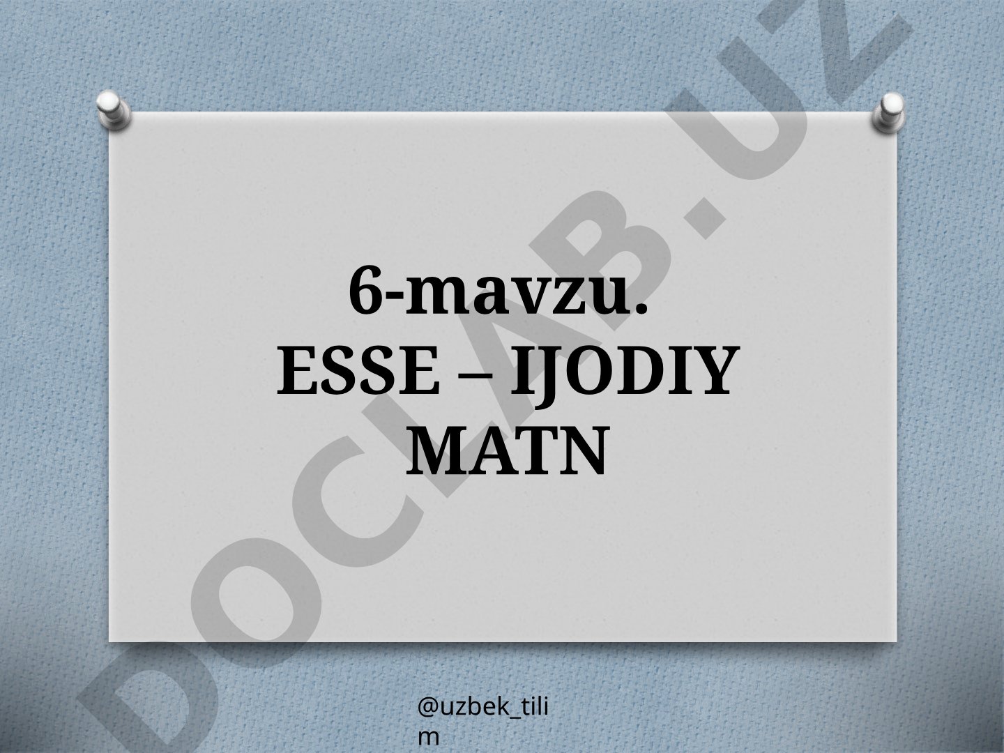 6-mavzu. ESSE – IJODIY MATN