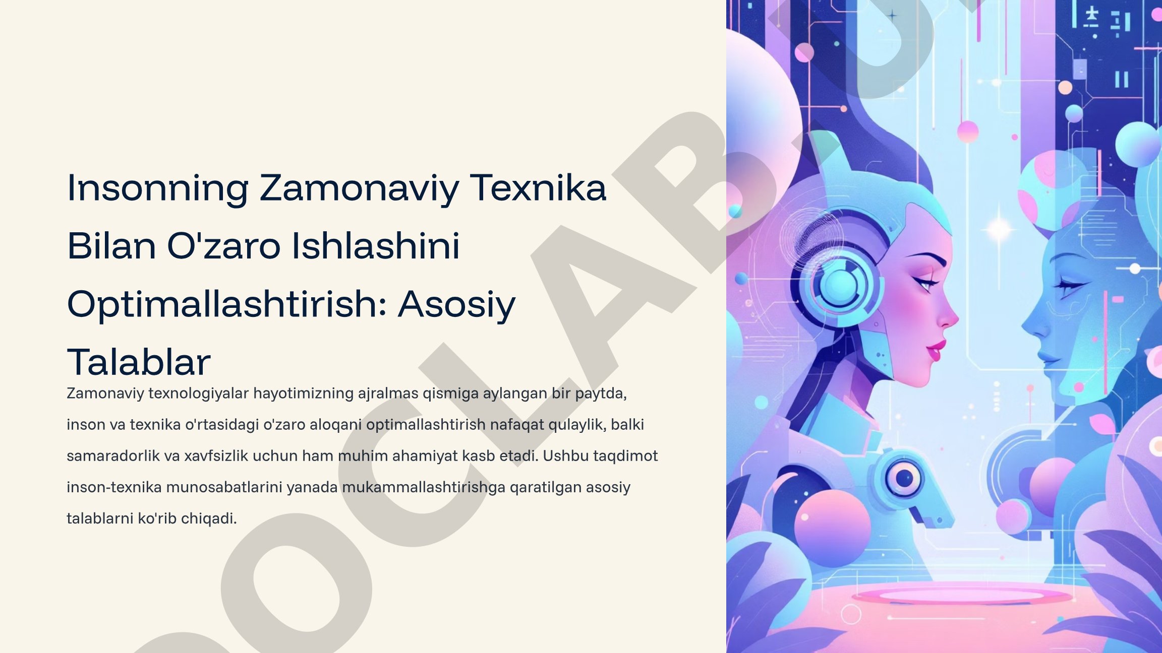 Insonning Zamonaviy Texnika Bilan O'zaro Ishlashini Optimallashtirish: Asosiy Talablar