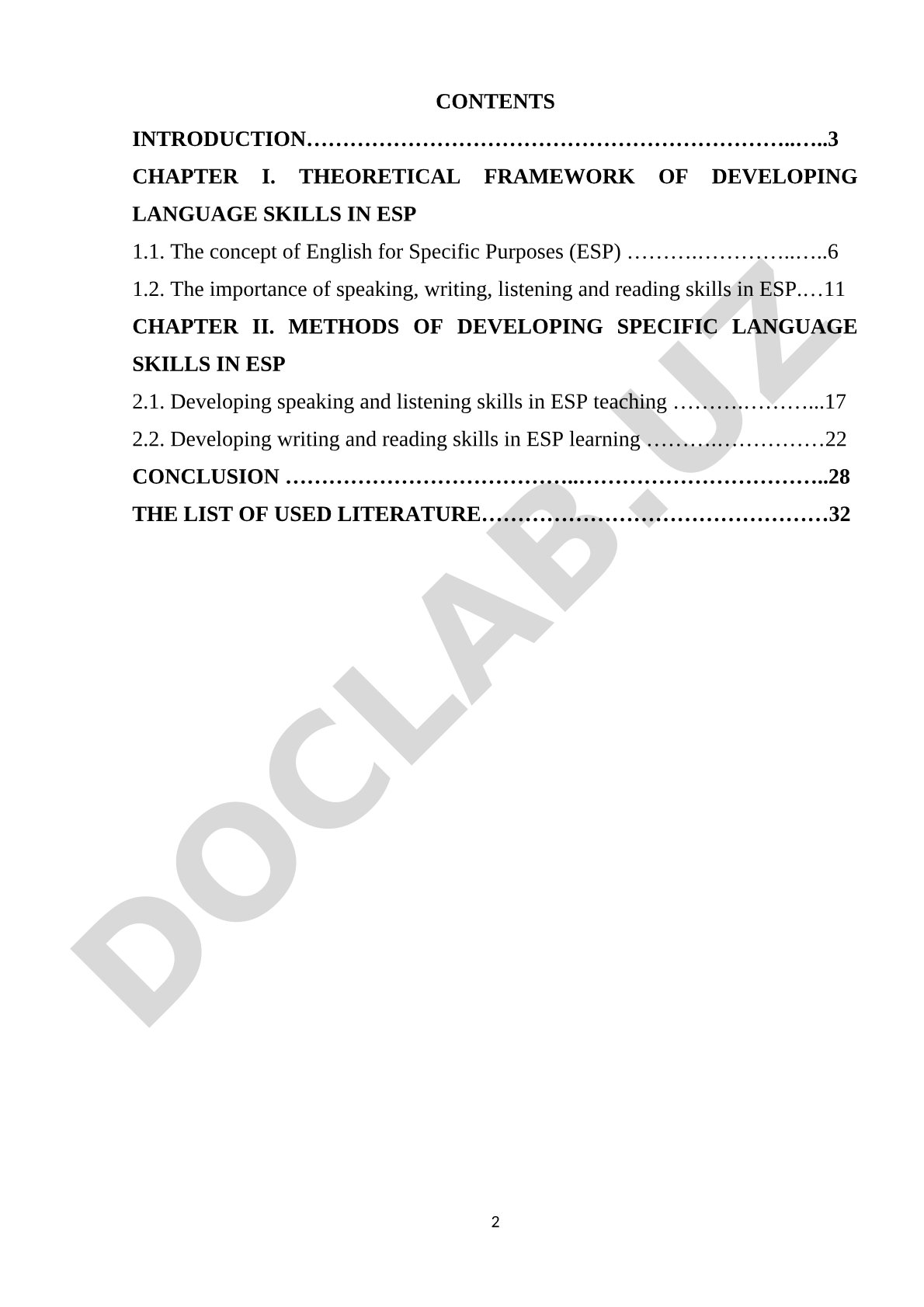ADDRESSING SPECIFIC SKILLS: SPEAKING, WRITING, LISTENING, READING IN ESP