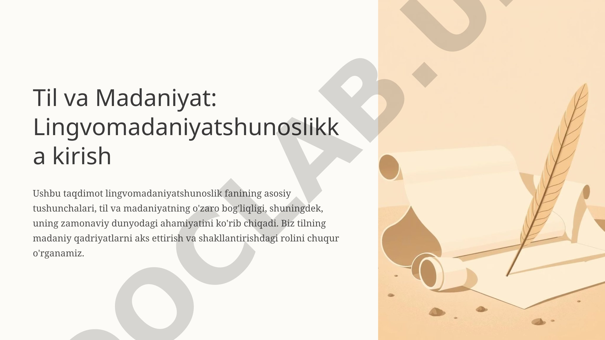 Til va Madaniyat: Lingvomadaniyatshunoslikka kirish
