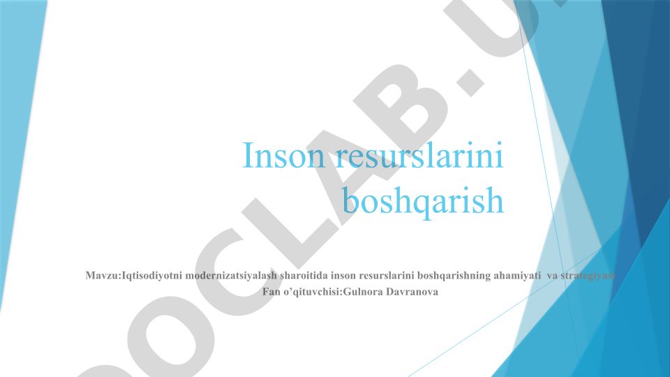 Iqtisodiyotni modernizatsiyalash sharoitida inson resurslarini boshqarishning ahamiyati va strategiyasi