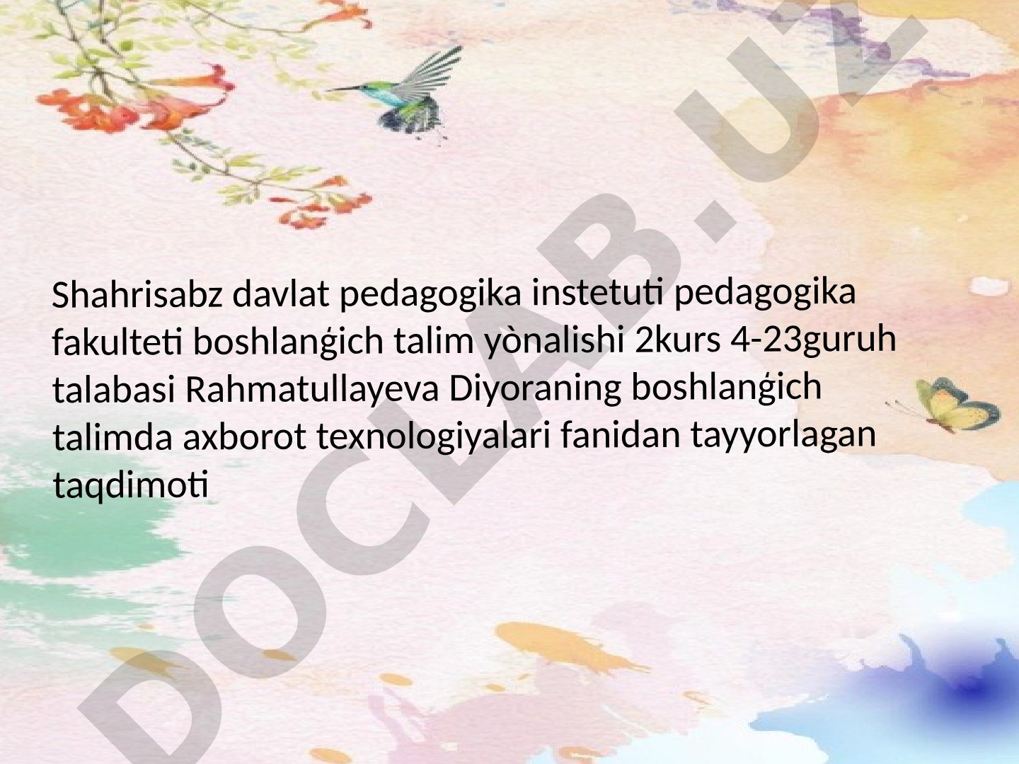 Boshlang'ich sinflarda axborot kommunikatsiya texnologiyalari