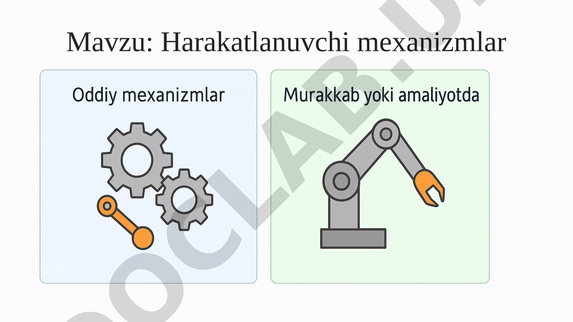 Harakatlanuvchi mexanizmlar Sahna: suhbat Qaysi yo‘lni tanlaysiz?