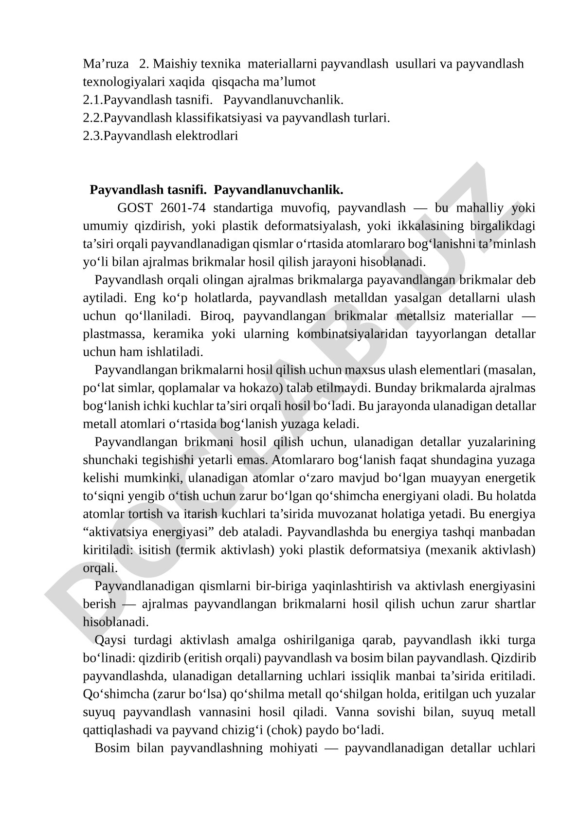 Maishiy texnika materiallarni payvandlash usullari va payvandlash texnologiyalari