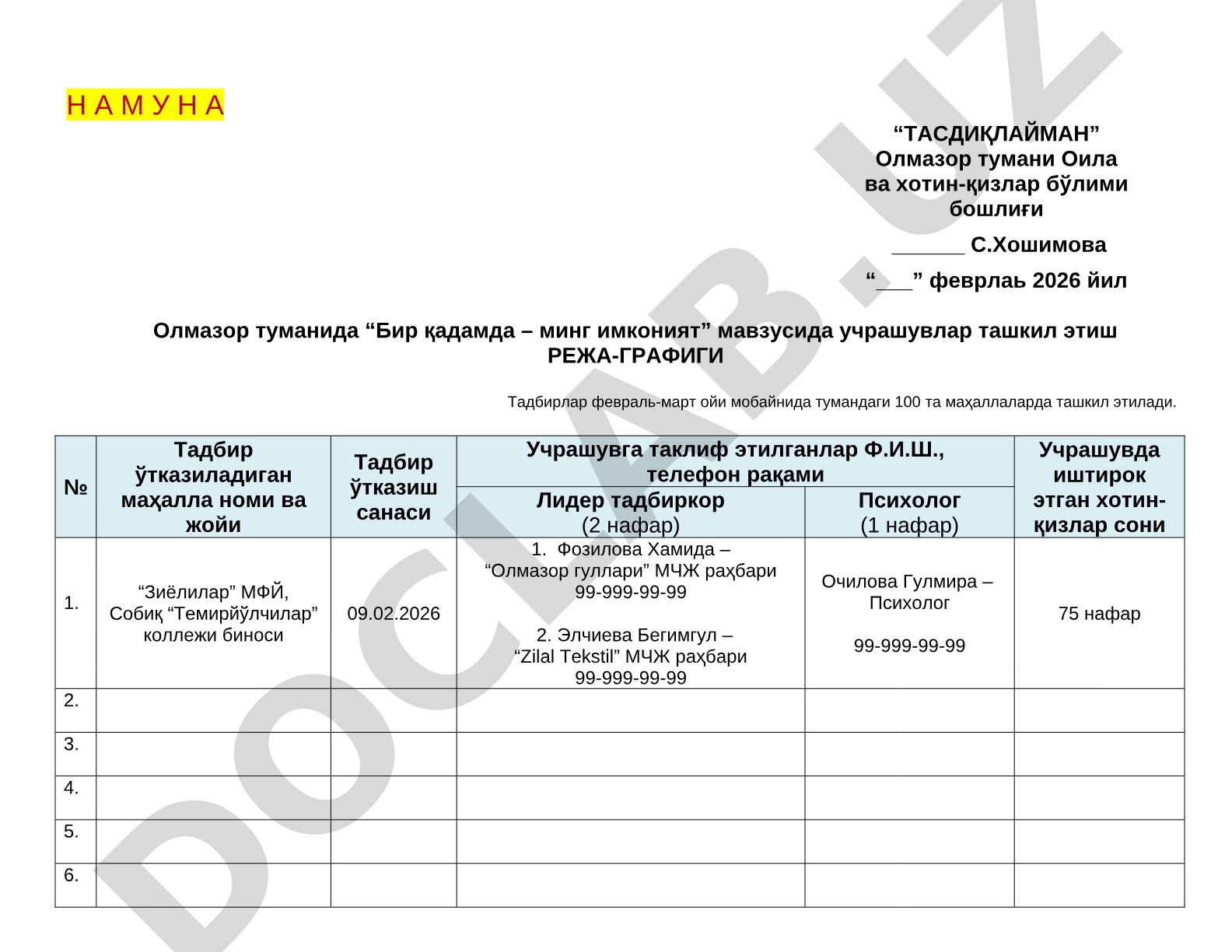 Олмазор туманида «Бир қадамда – минг имконият» мавзусидаги учрашувлар