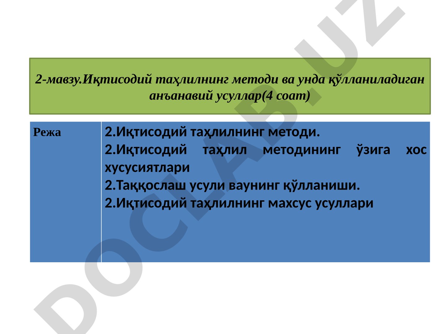 Иқтисодий таҳлилнинг методи ва унда қўлланиладиган анъанавий усуллар
