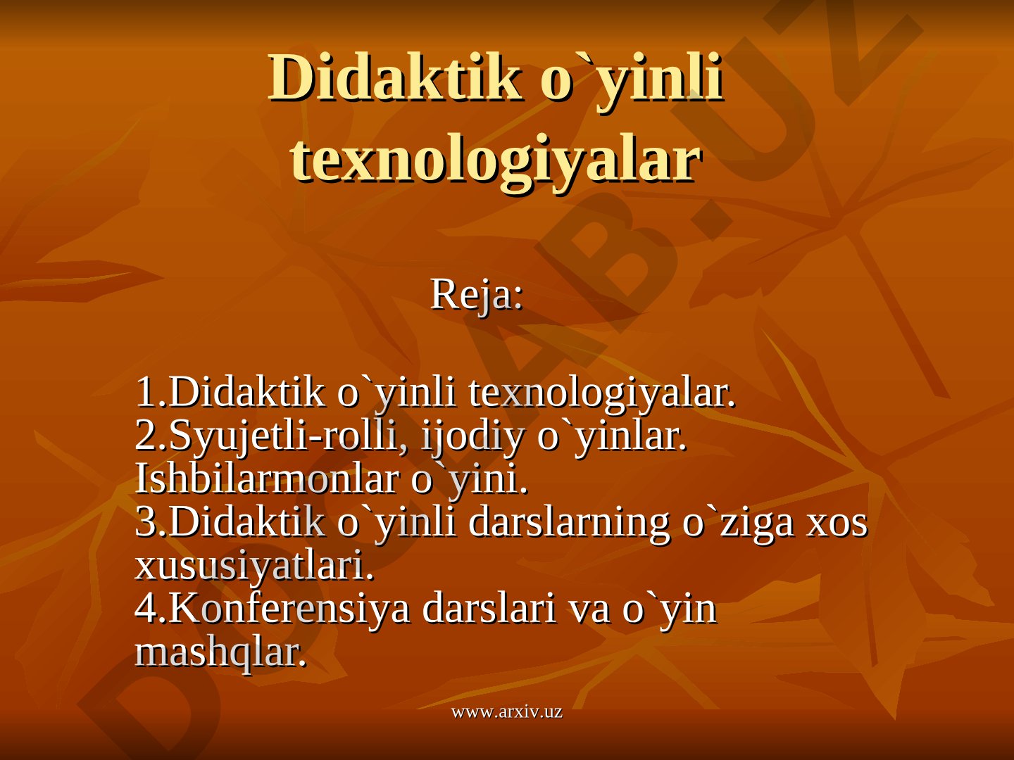 Didaktik o'yinli texnologiyalar