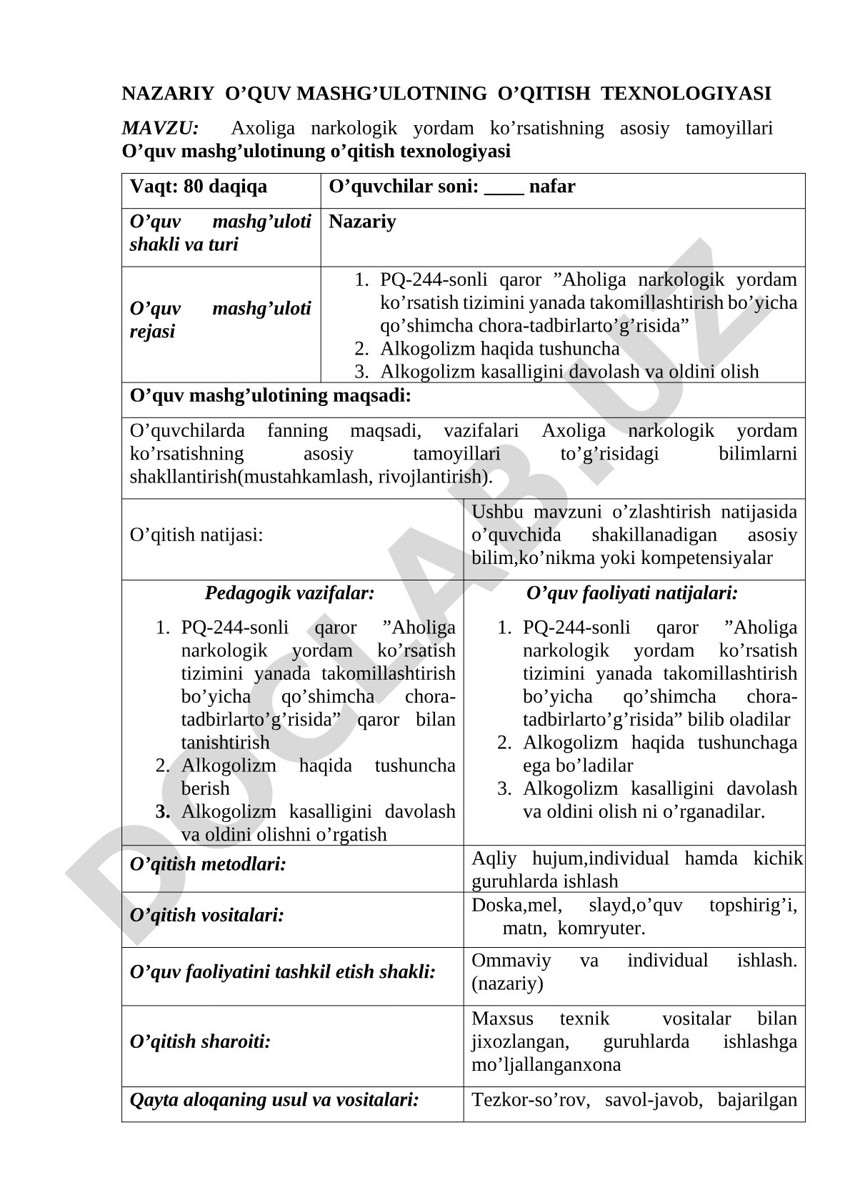 Aholiga narkologik yordam ko'rsatishning asosiy tamoyillari