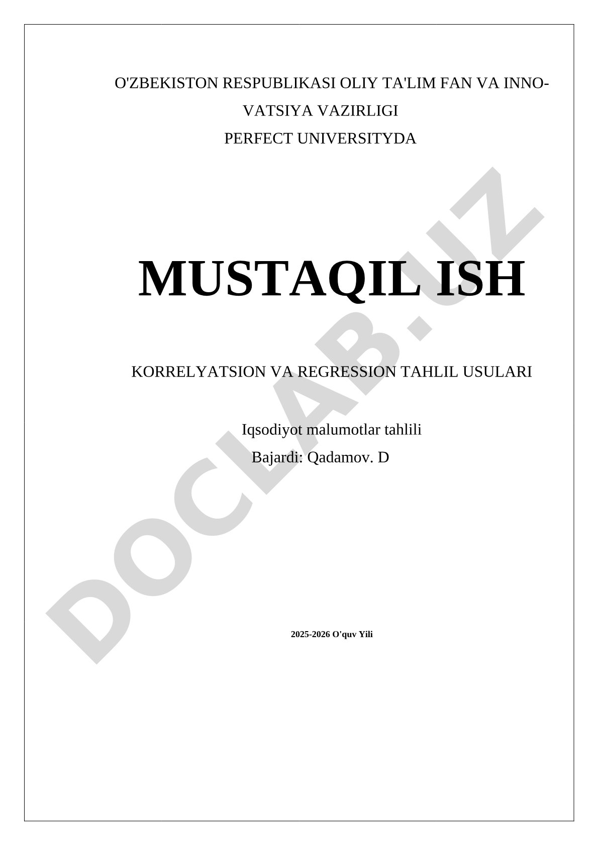 Korrelyatsion va regression tahlil usullari