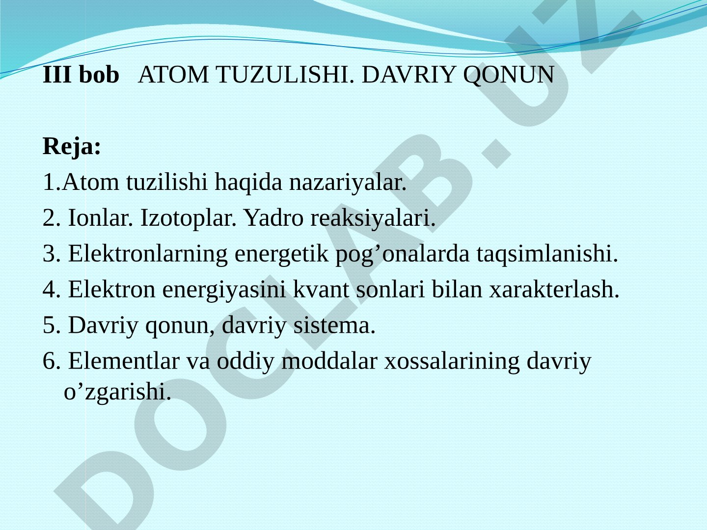 Atom tuzilishi va davriy qonun