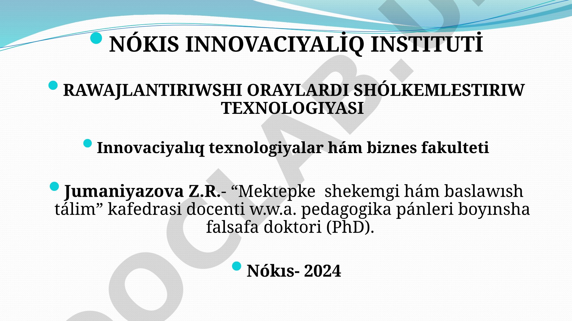 Mektepke shekemgi jastaǵı balalarǵa bilim beriwde kompetensiyalıq jantasıw