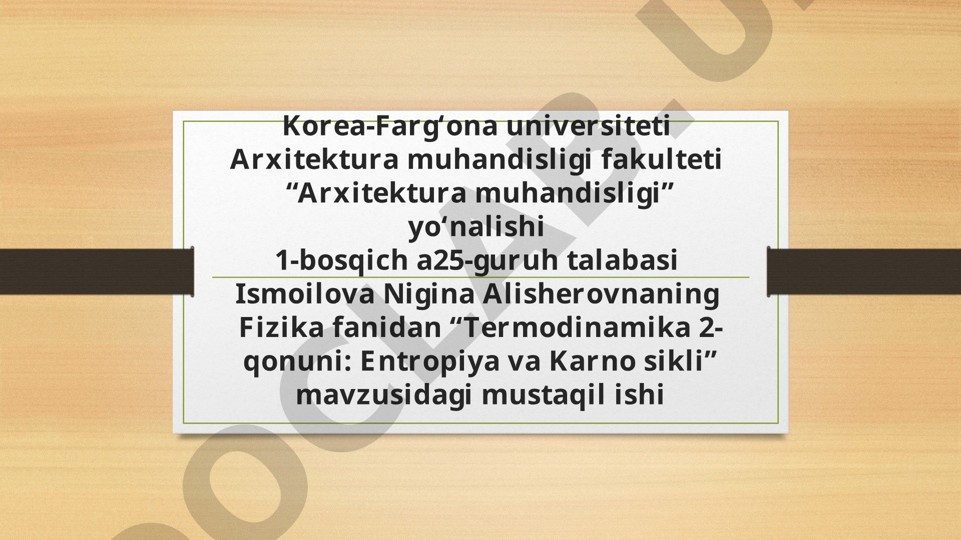 Termodinamika 2-qonuni: Entropiya va Karno sikli