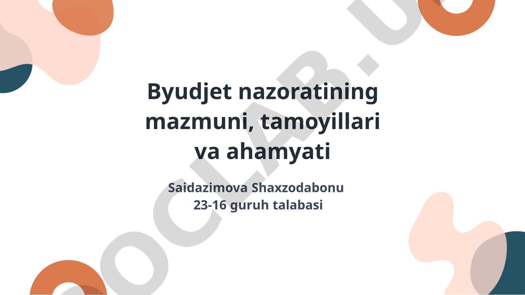 Byudjet nazoratining mazmuni, tamoyillari va ahamyati