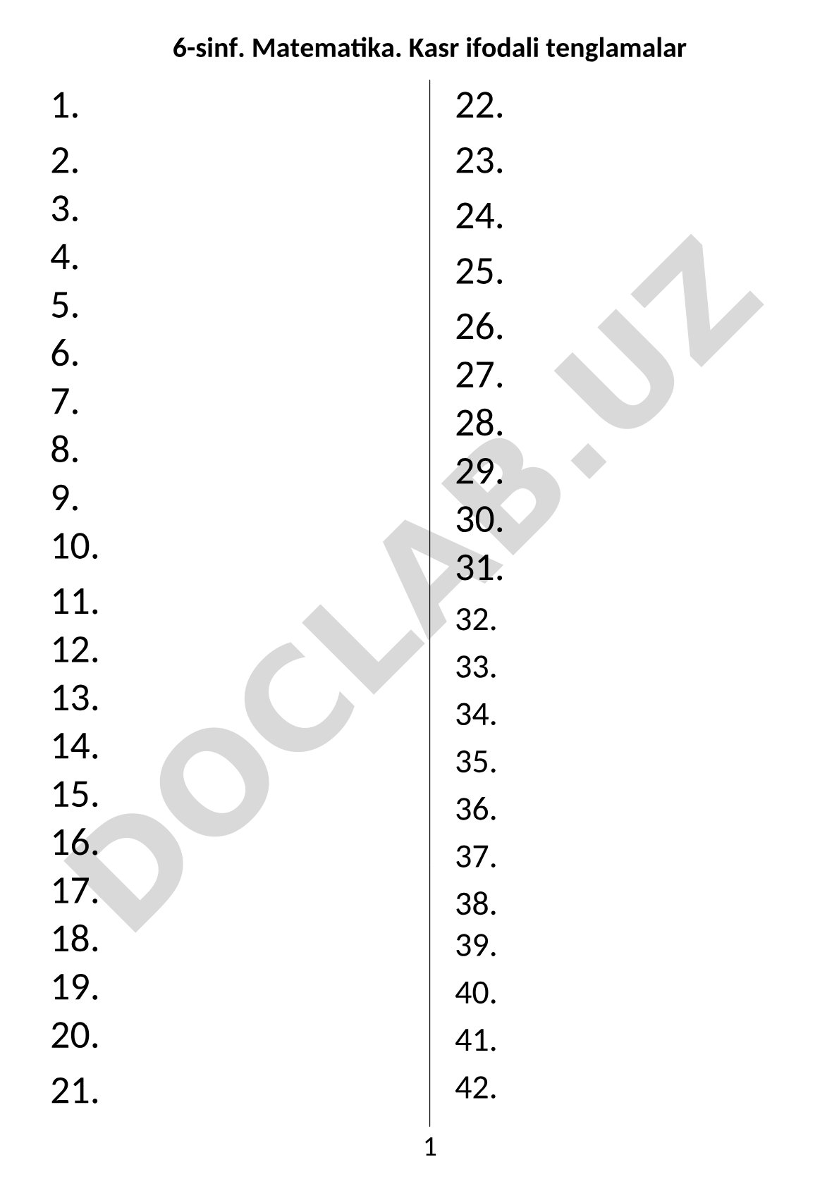 6-sinf matematika kasr ifodali tenglamalar