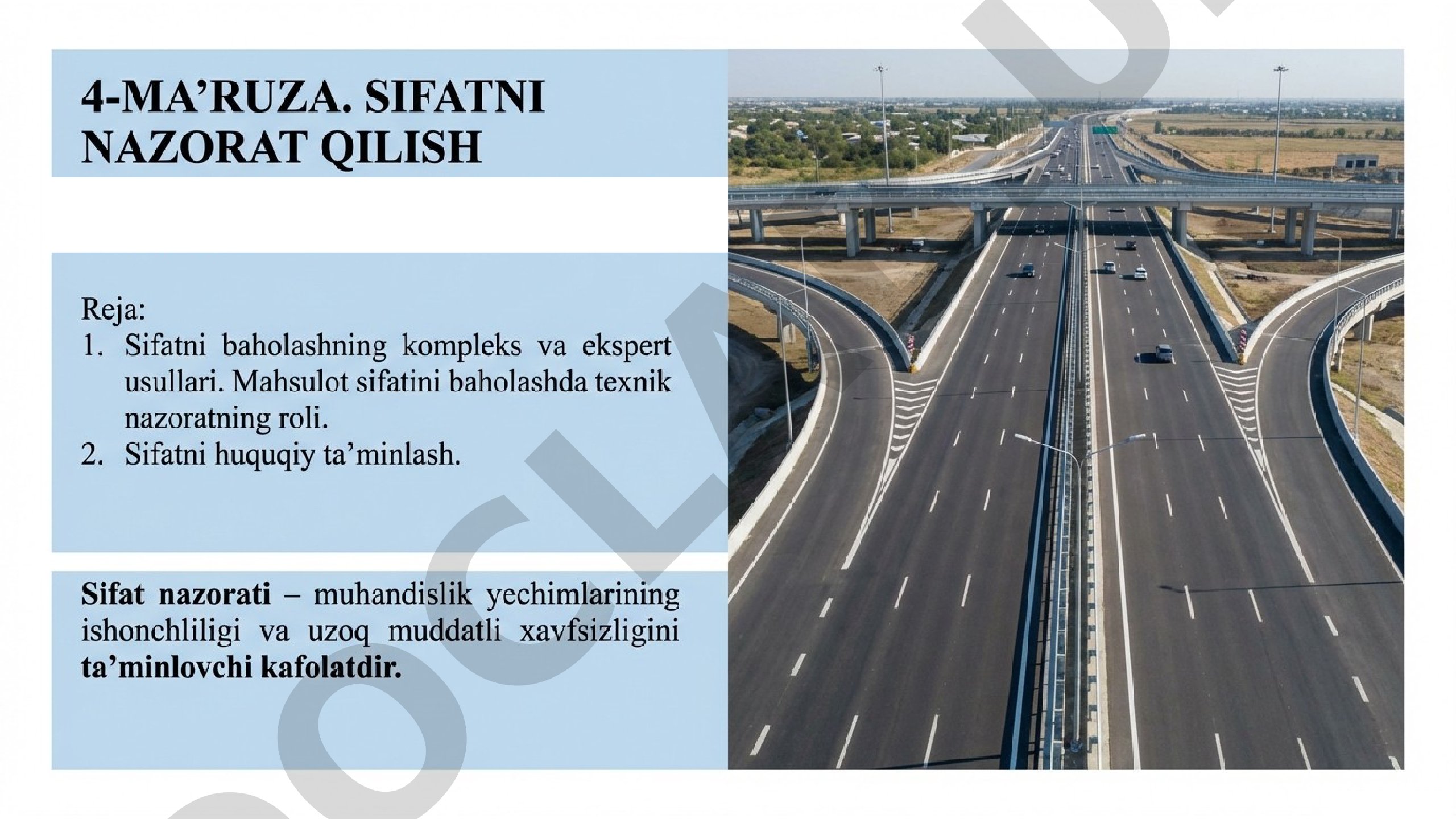 Yo'l sifani narzorat qilish