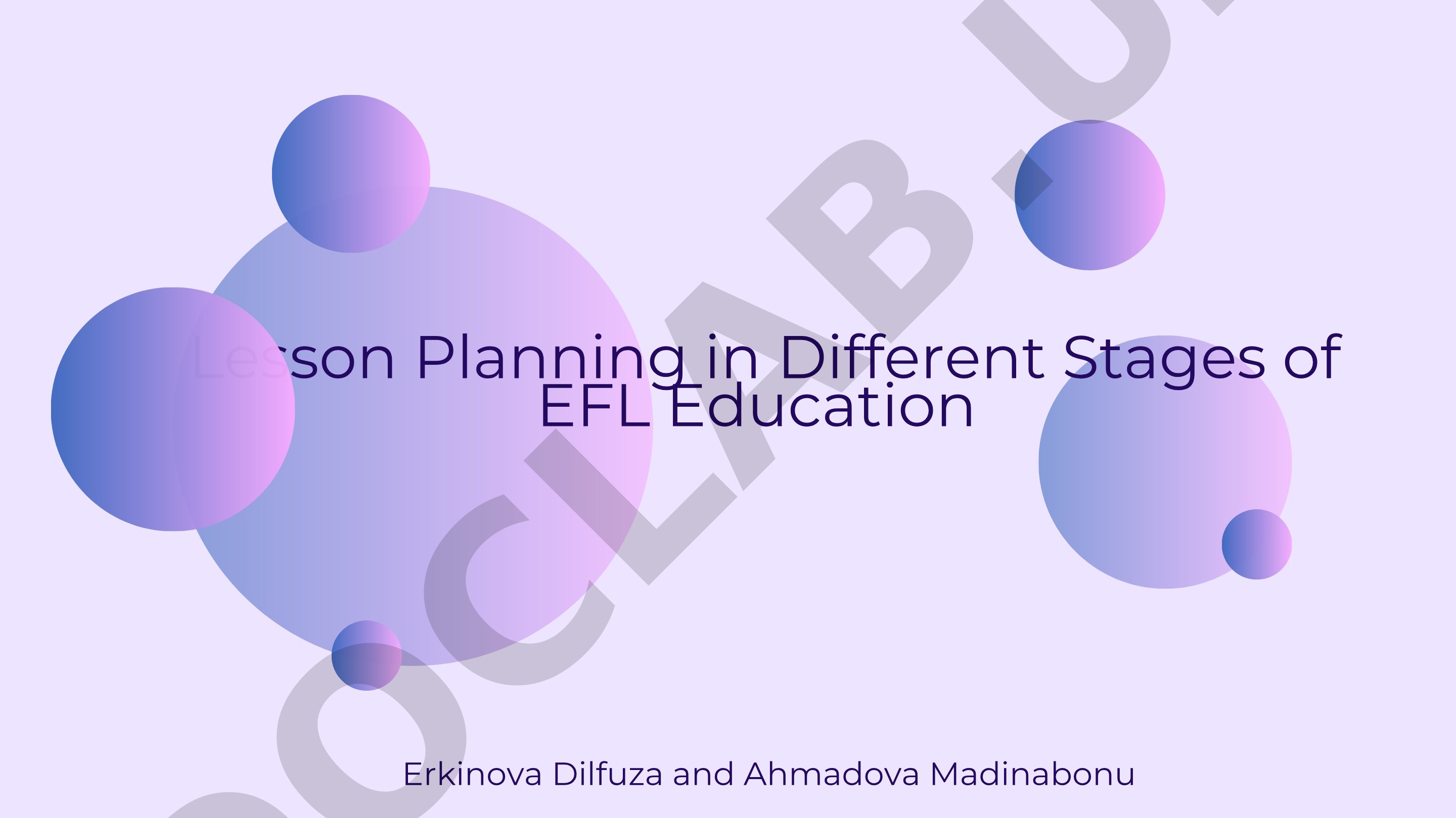 Lesson Planning in Different Stages of EFL Education