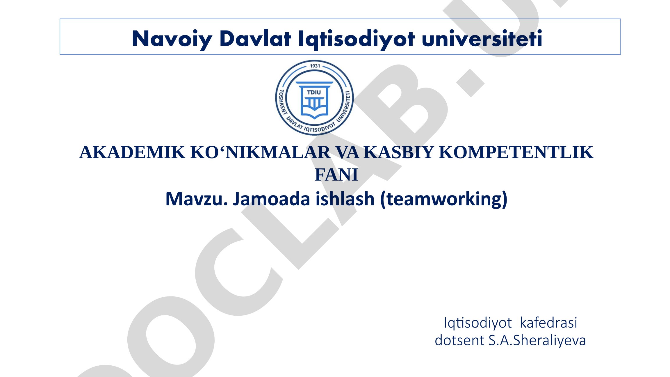 Jamoada ishlash (teamworking)