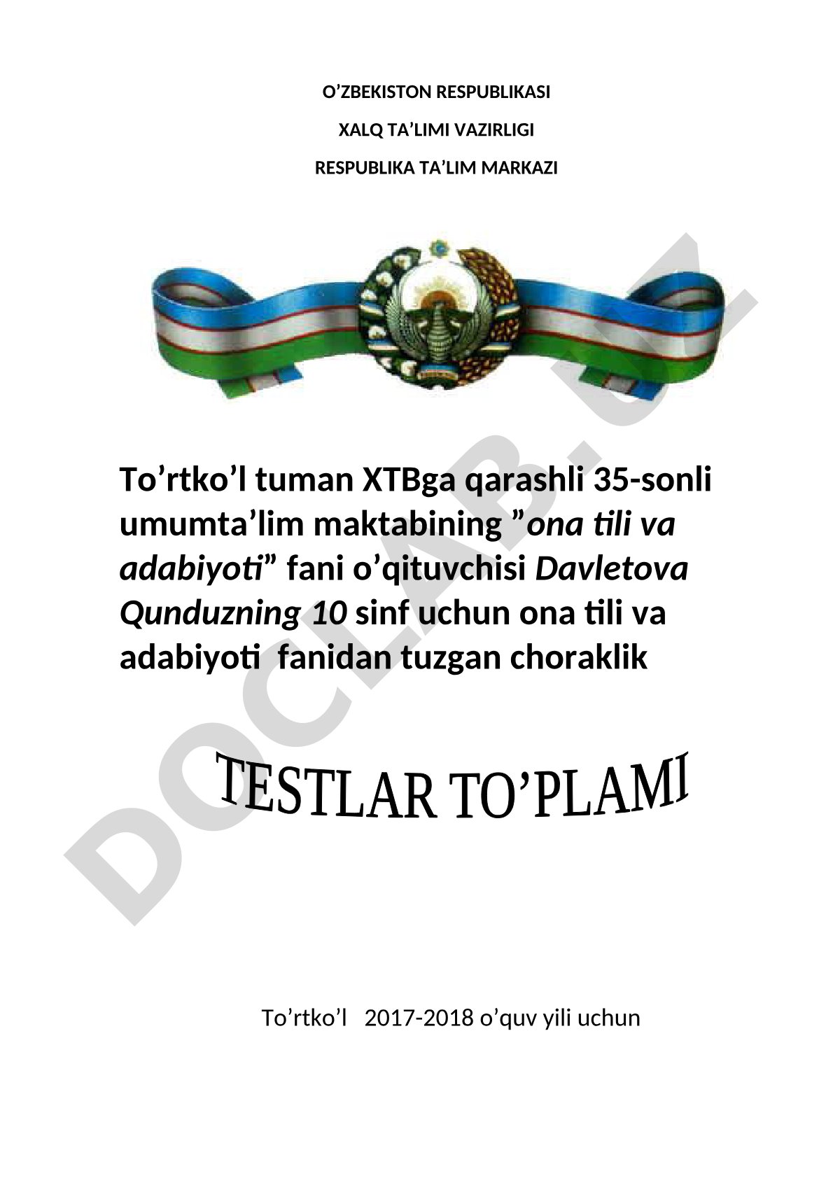 Tasviriy san'at fanidan I - yarim yillik uchun test savollari