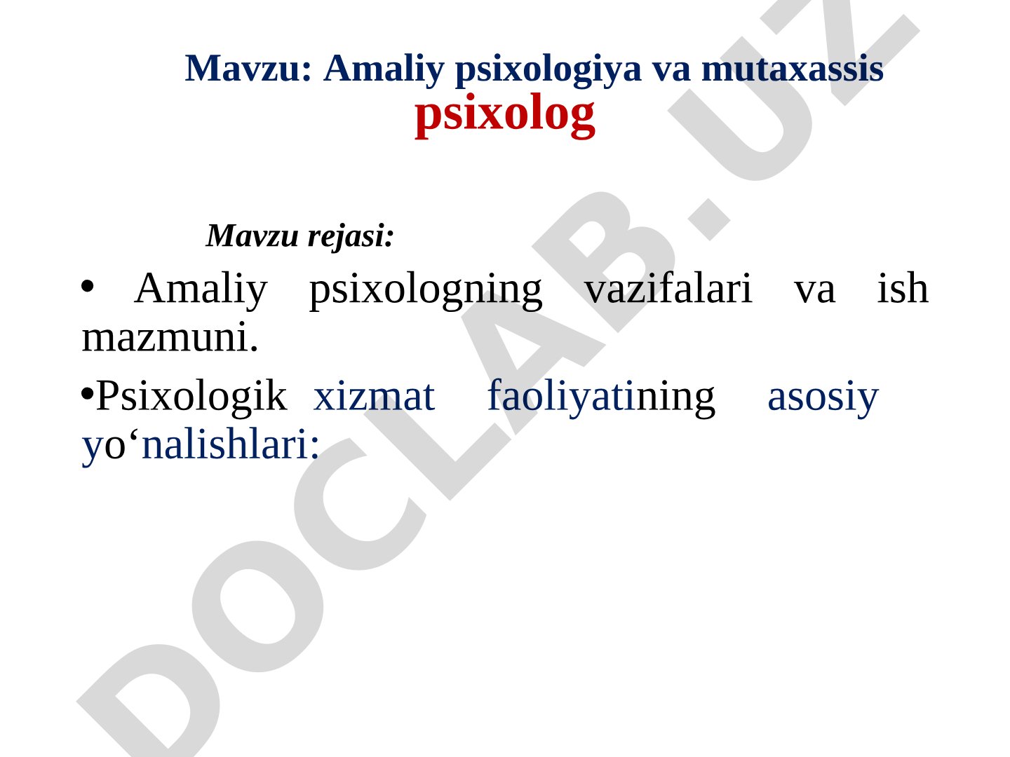 Amaliy psixologiya va mutaxassis psixolog
