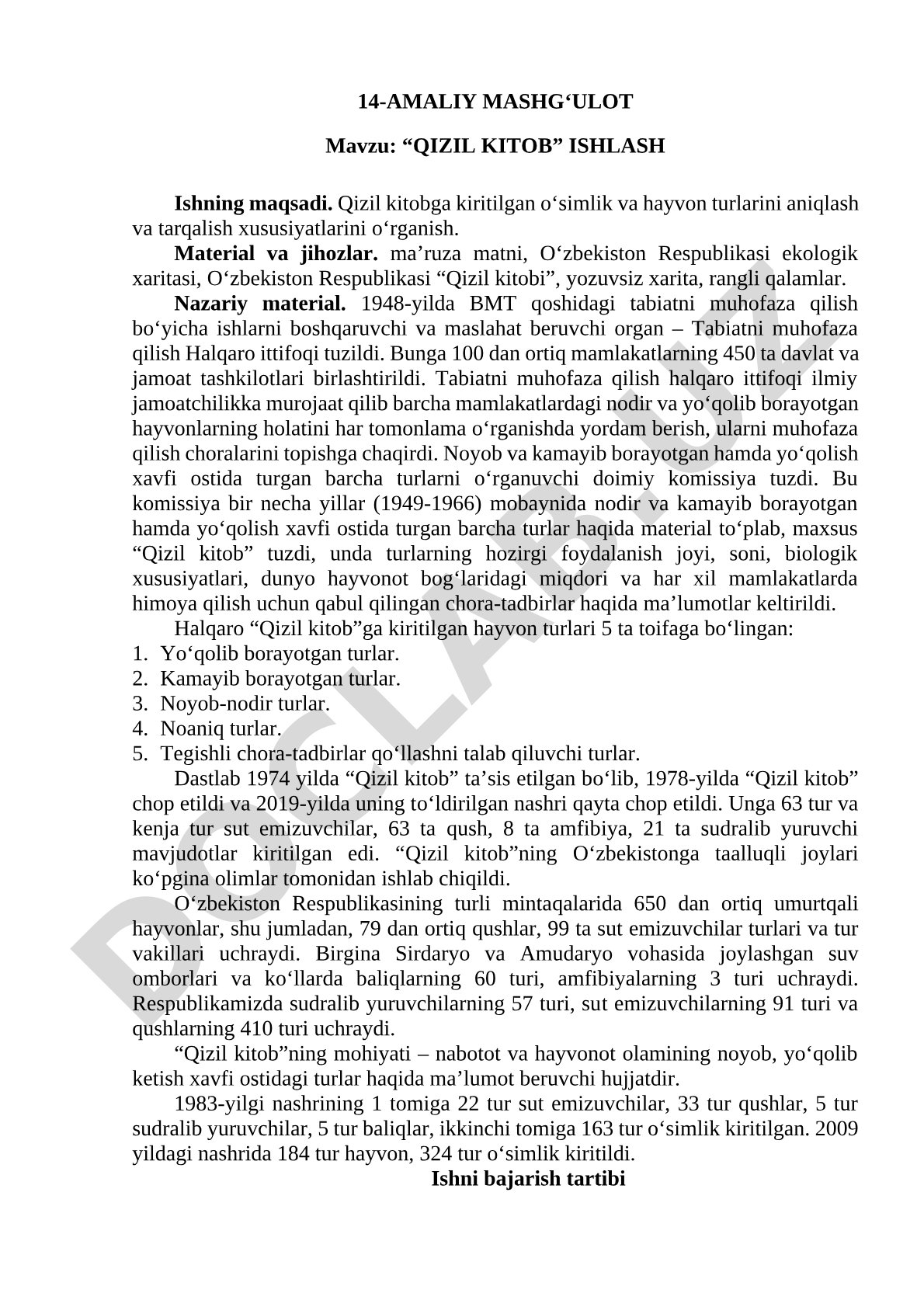 Qizil kitob ishlash
