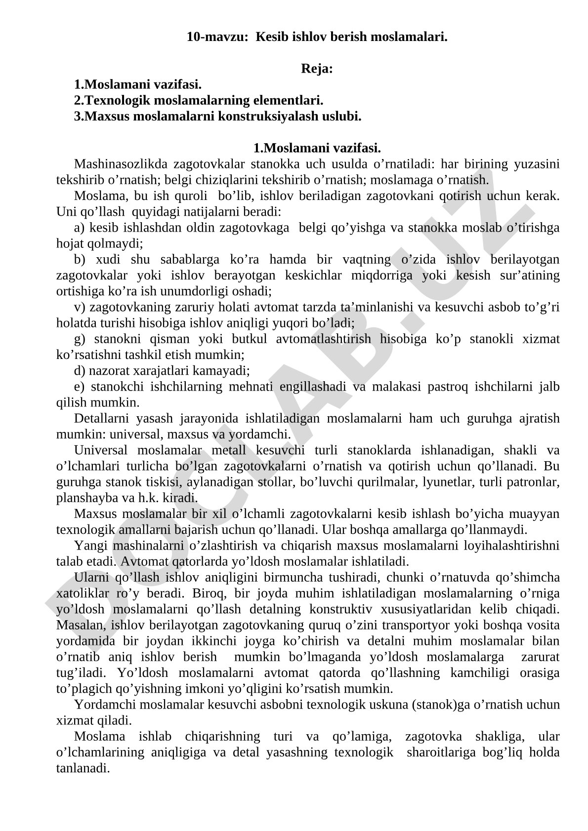 Кesib ishlov berish moslamalari