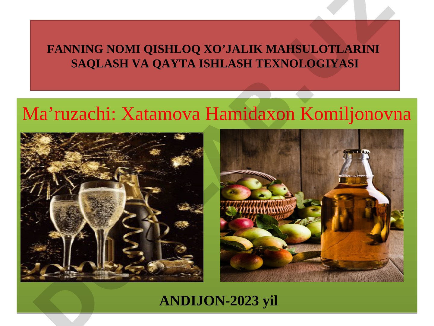 Sharob tayyorlash texnologiyasi