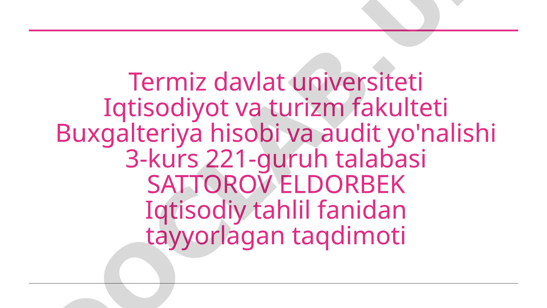 iqtisodiy tahlil ishlarini tashkil qilish va manbalash