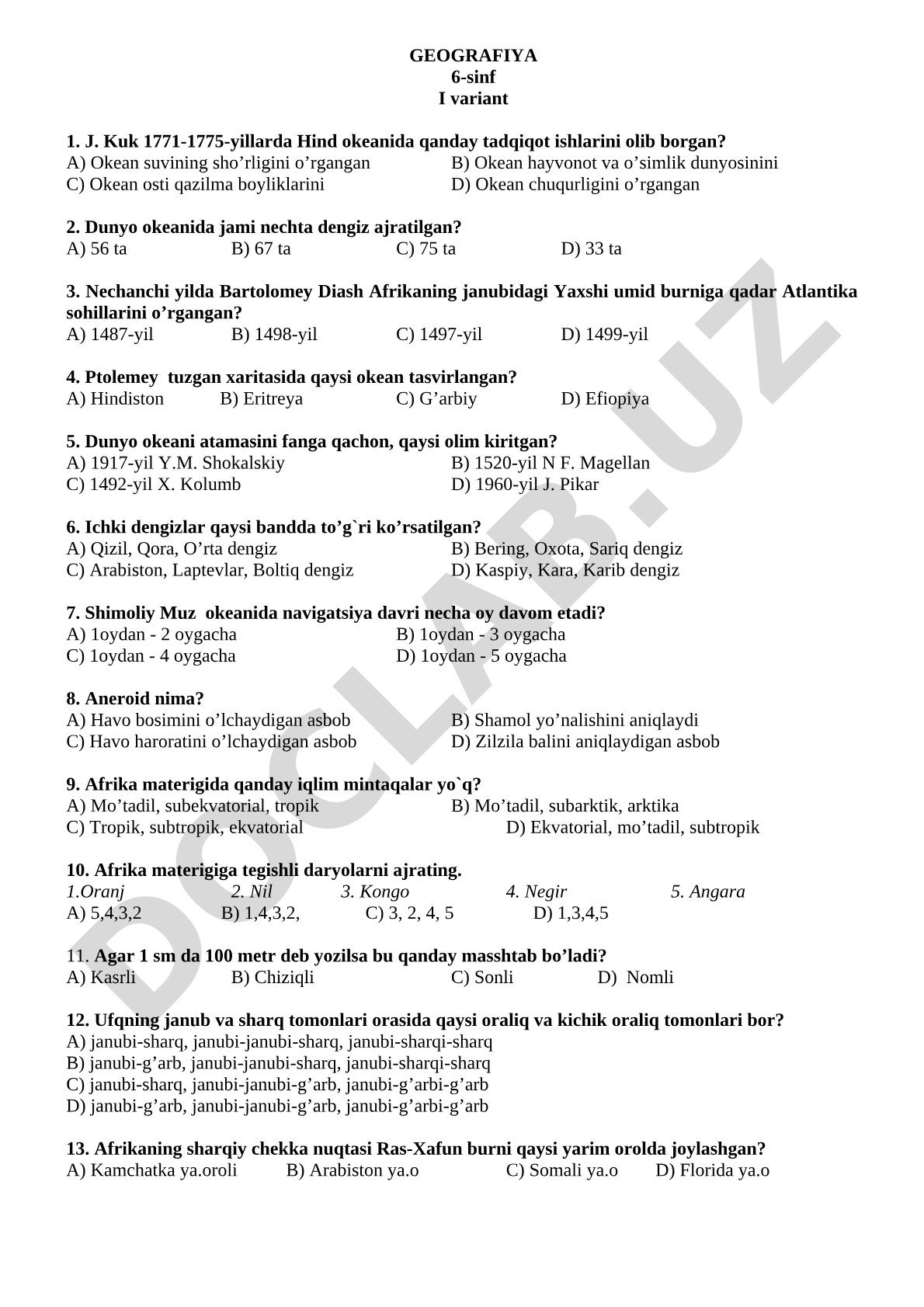 GEOGRAFIYA 6-sinf I variant