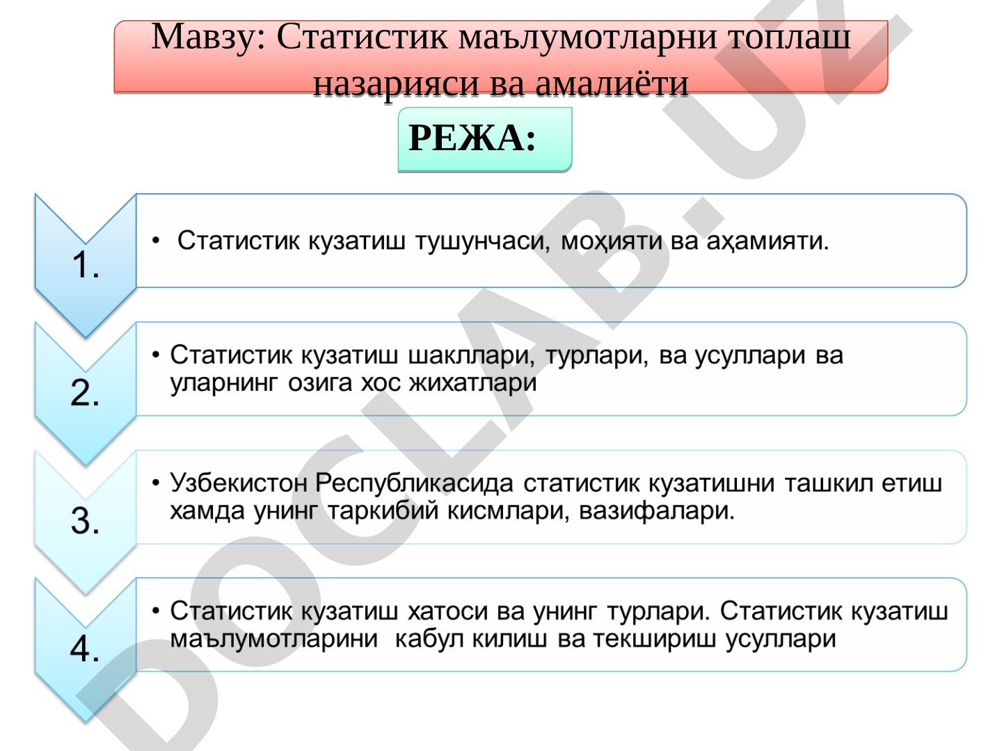 Статистик маълумотларни топлаш назарияси ва амалиёти