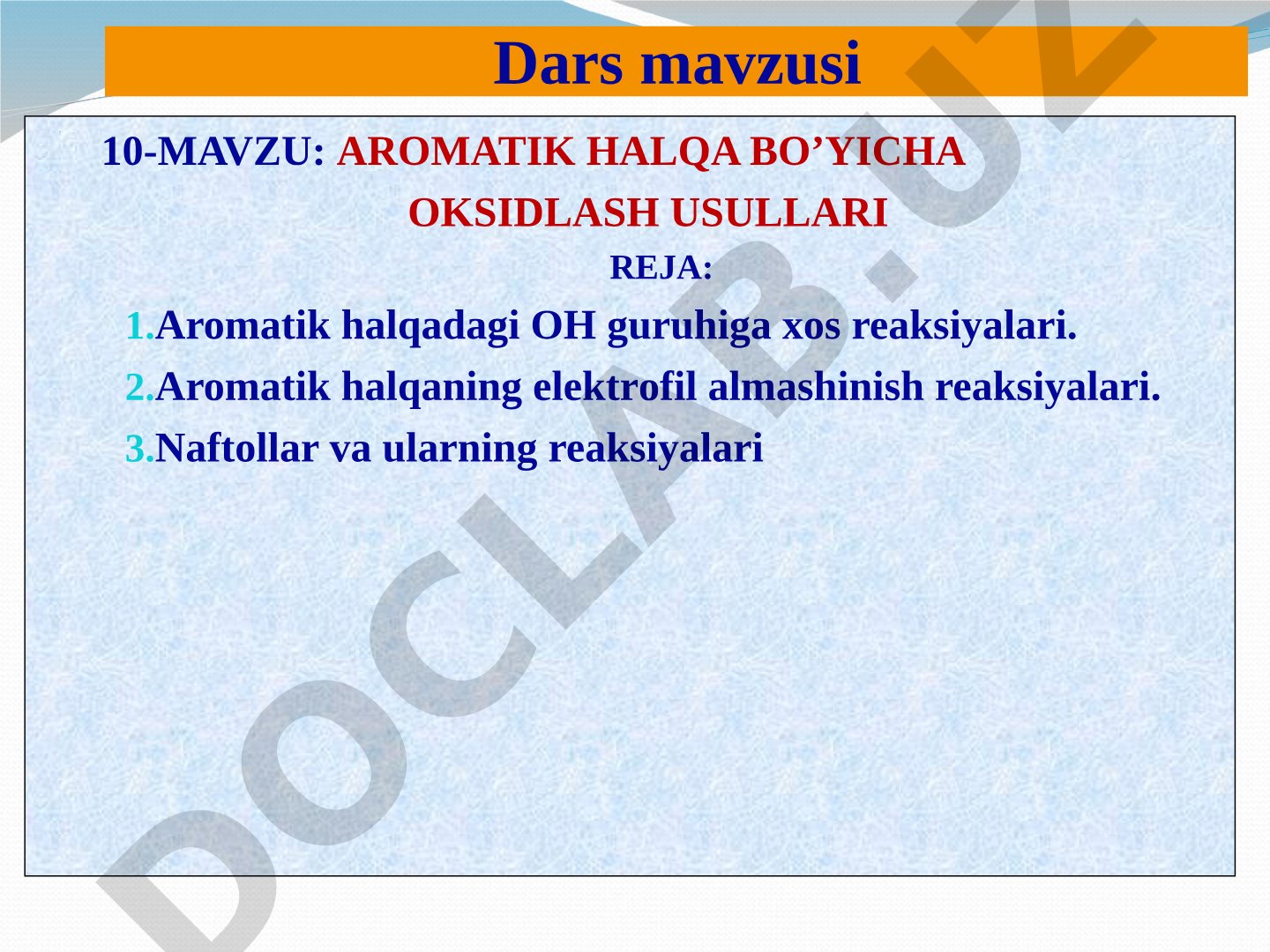 Aromatik halqa bo'yicha oksidlash usullari