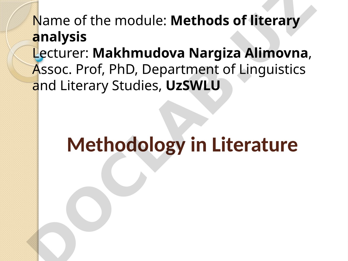 Methodology in Literature