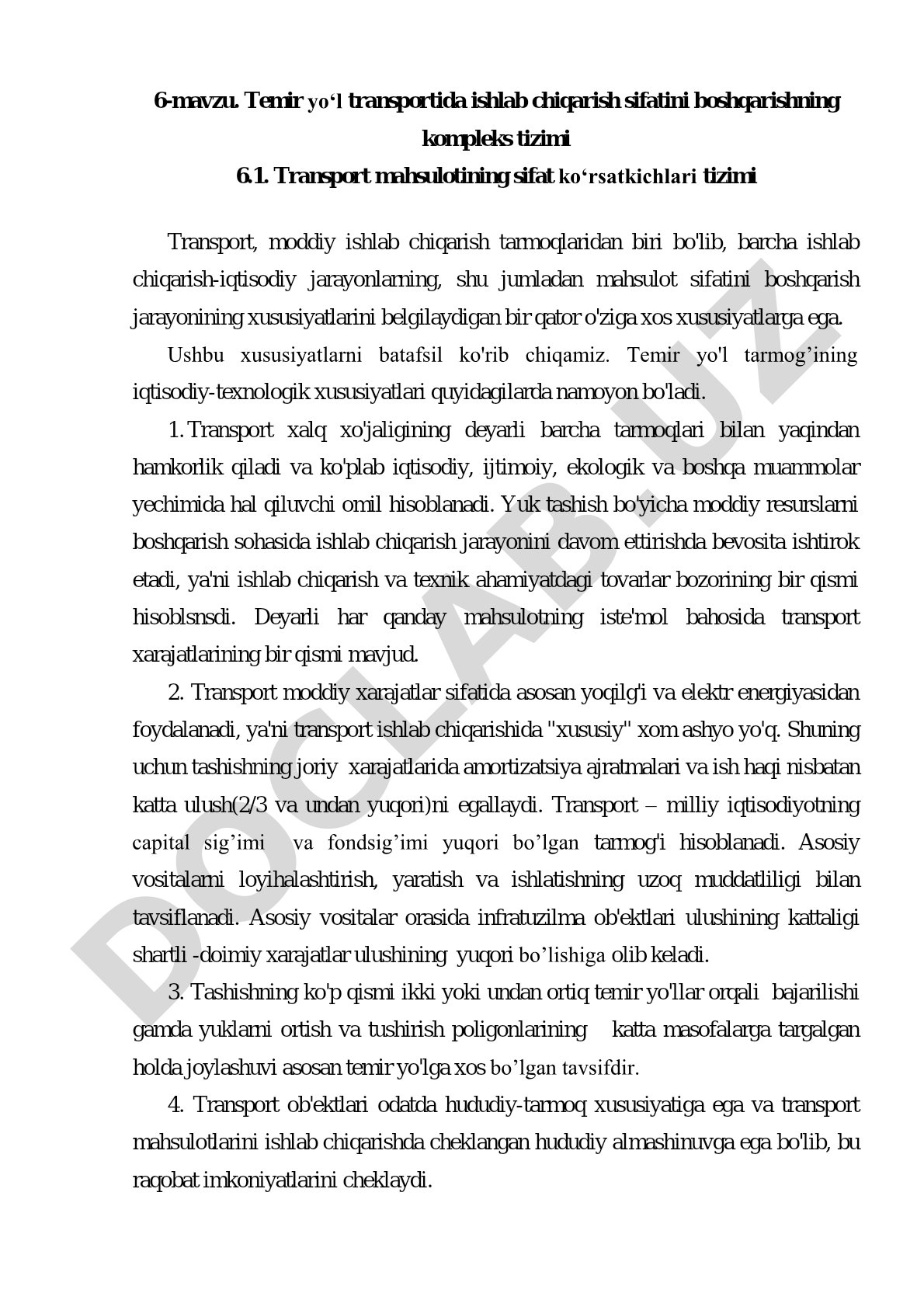Temir yo‘l transportida ishlab chiqarish sifatini boshqarishning kompleks tizimi