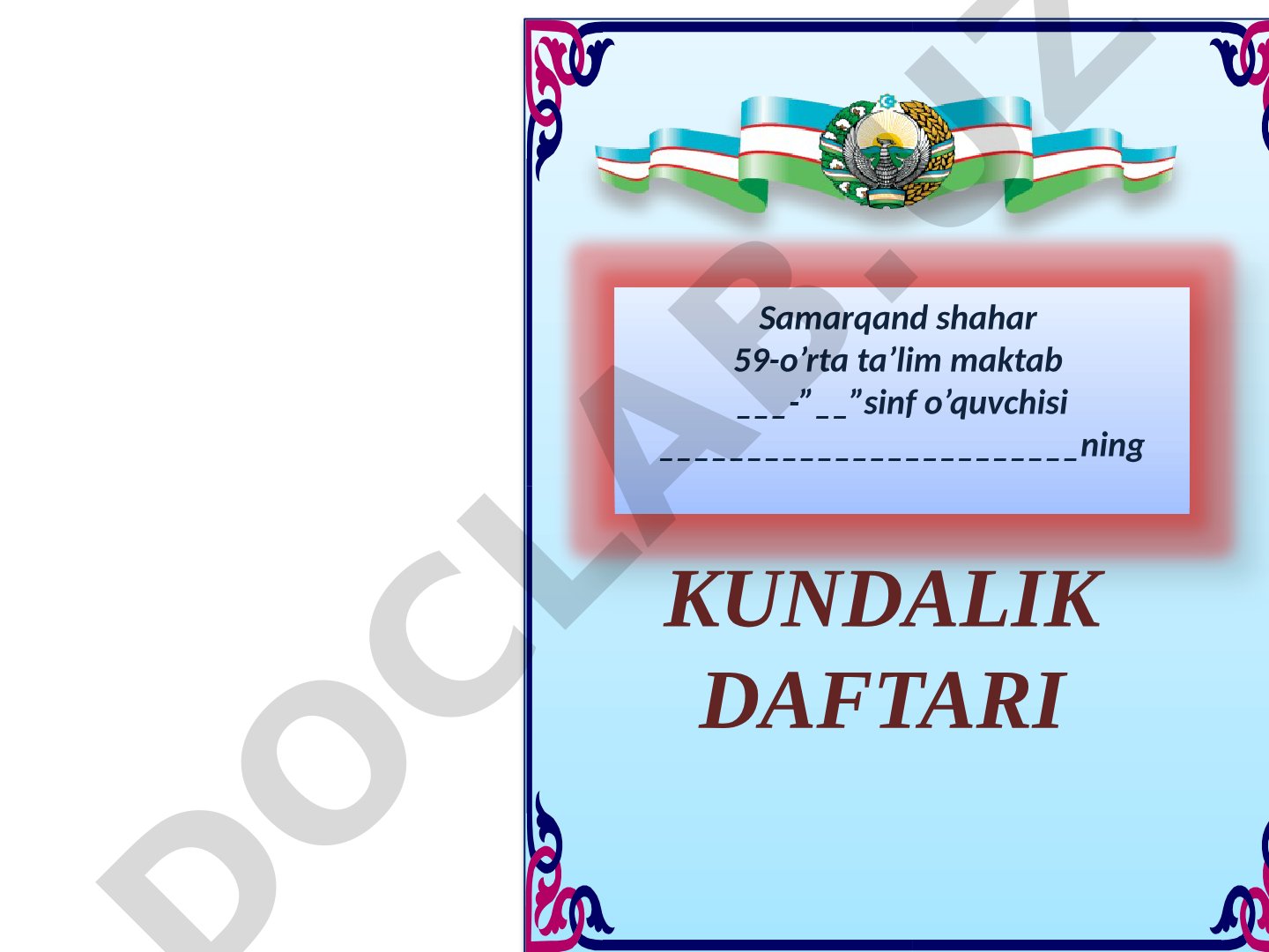 O'quvchi kundalik daftari