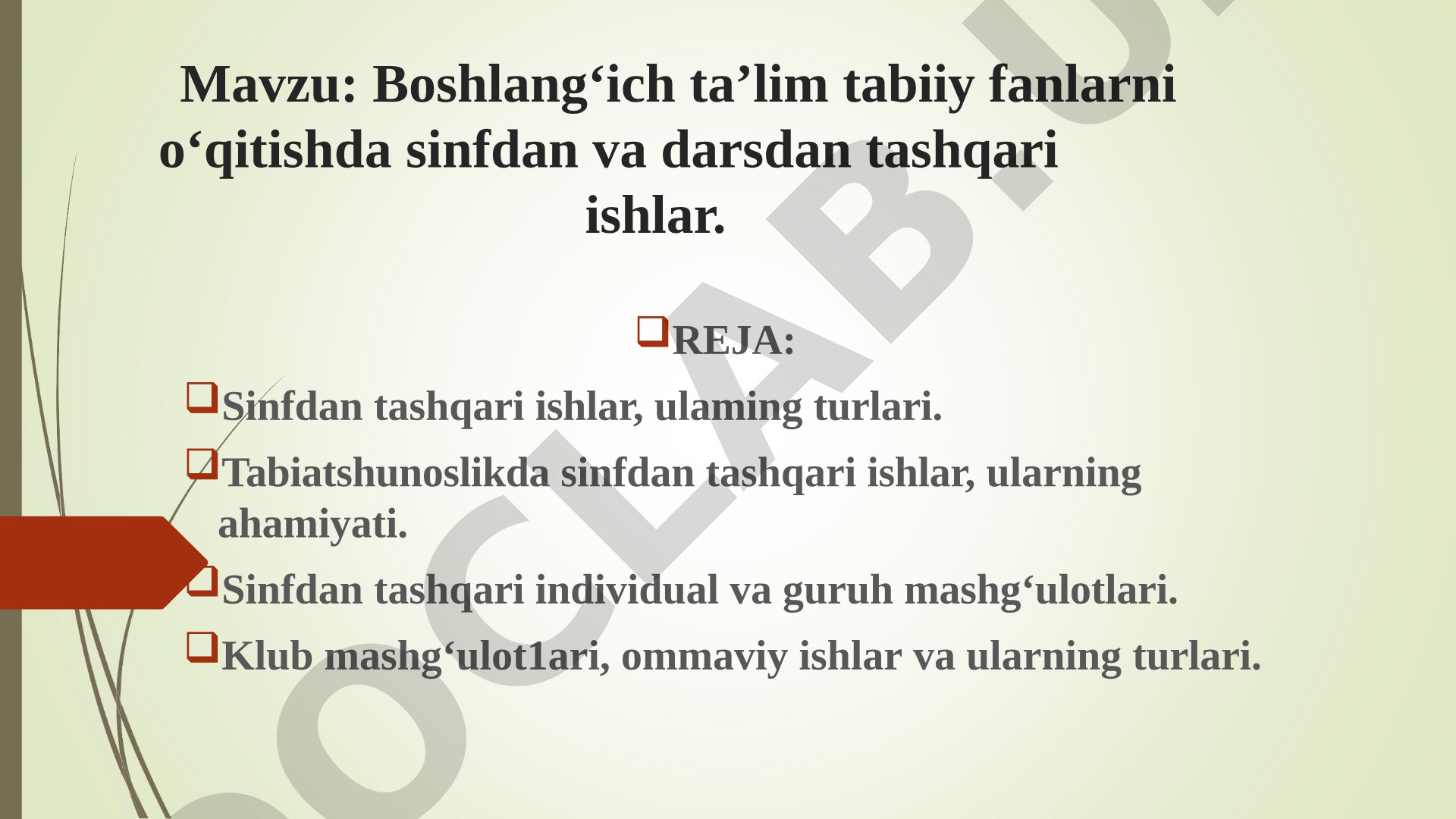 Boshlang‘ich ta’lim tabiiy fanlarni o‘qitishda sinfdan va darsdan tashqari ishlar