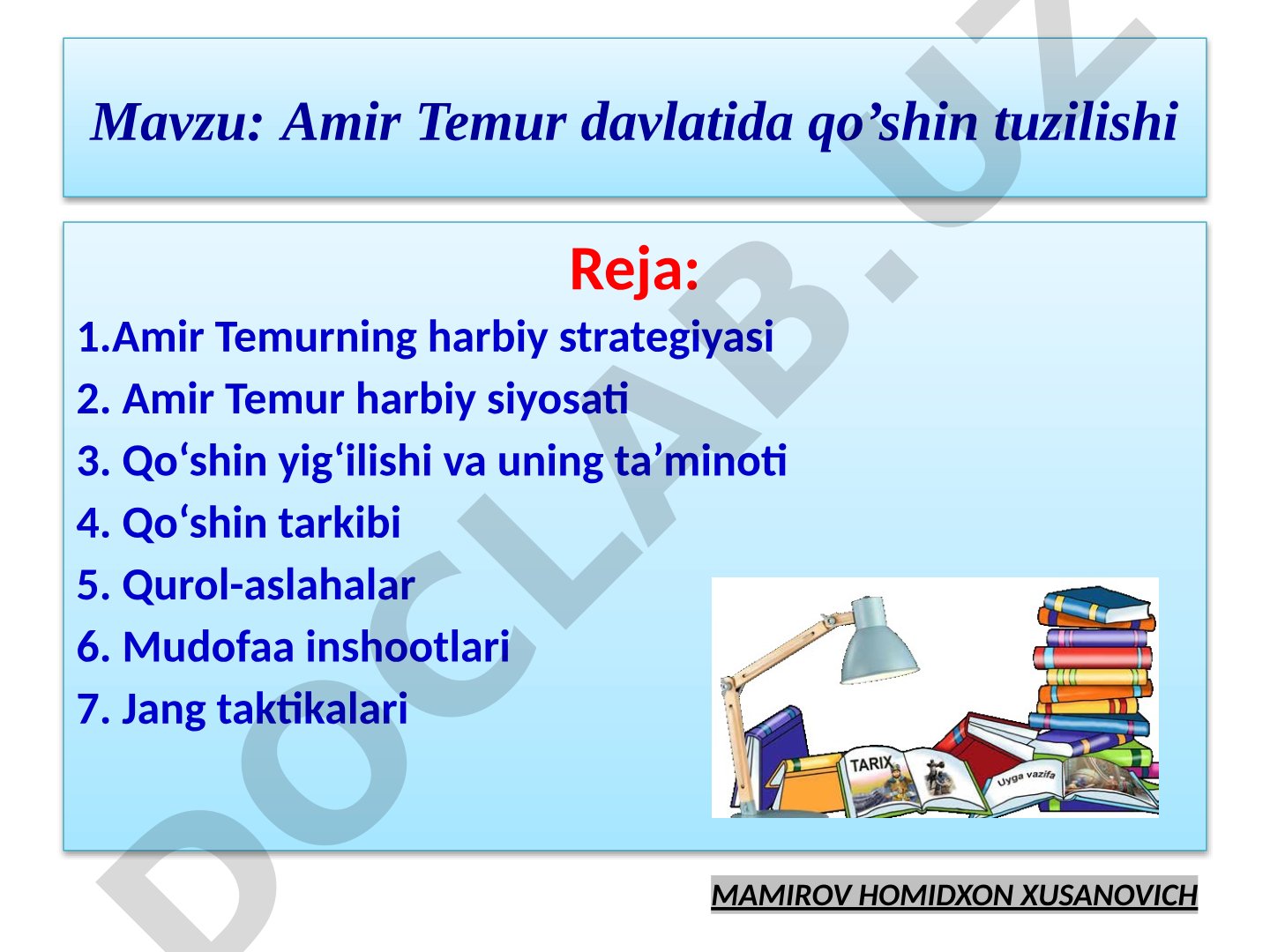 Amir Temur davlatida qo'shin tuzilishi