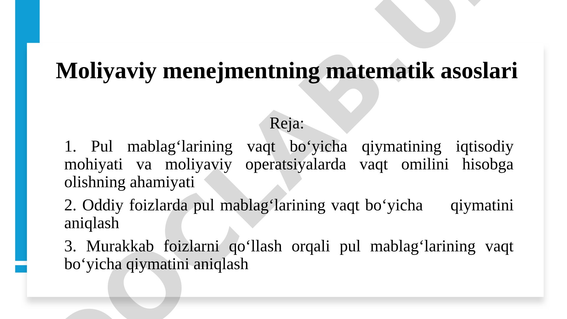 Moliyaviy menejmentning matematik asoslari