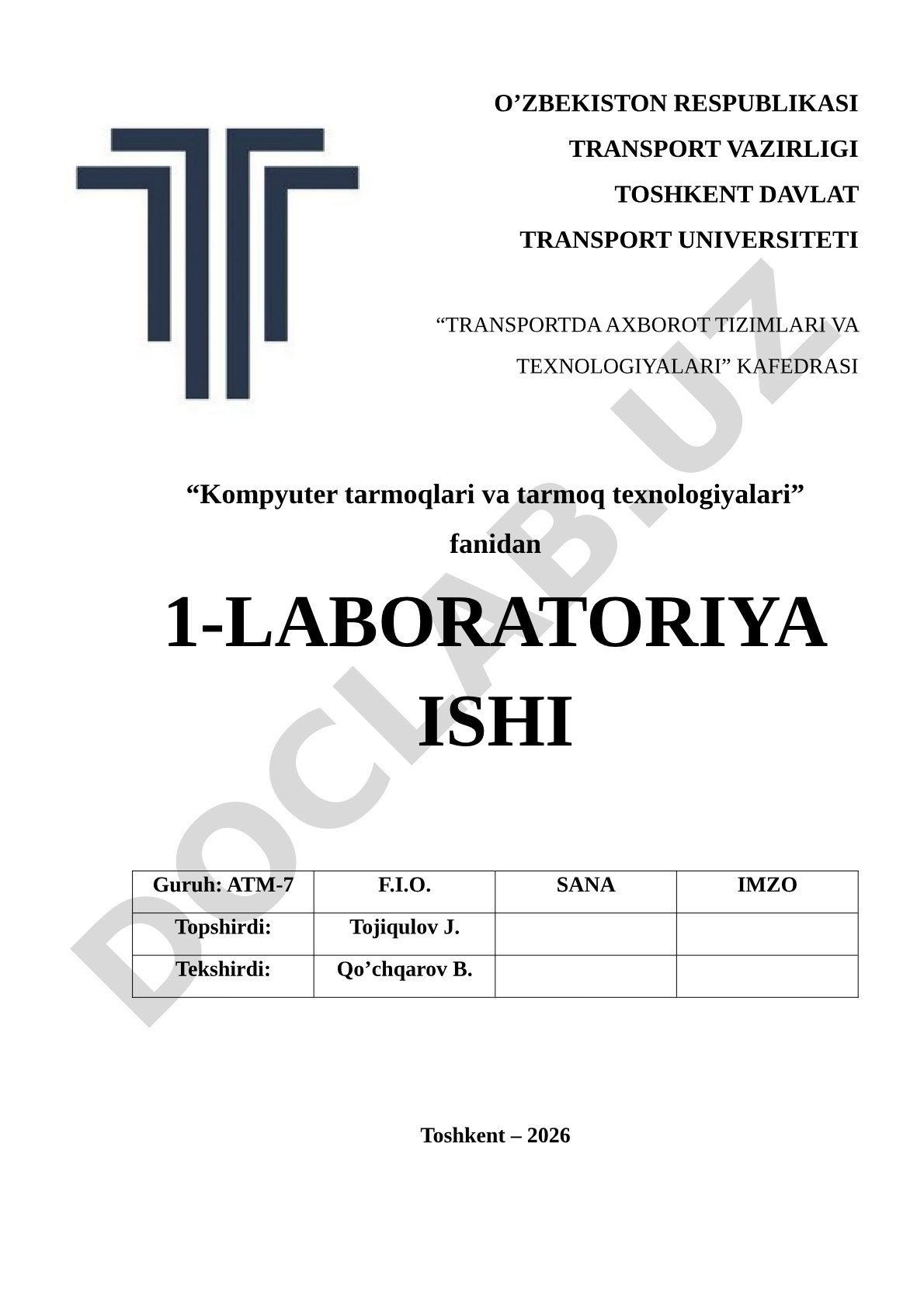 RIP protokoli yordamida kompyuter tarmog'ini sozlash bo'yicha laboratoriya ishi