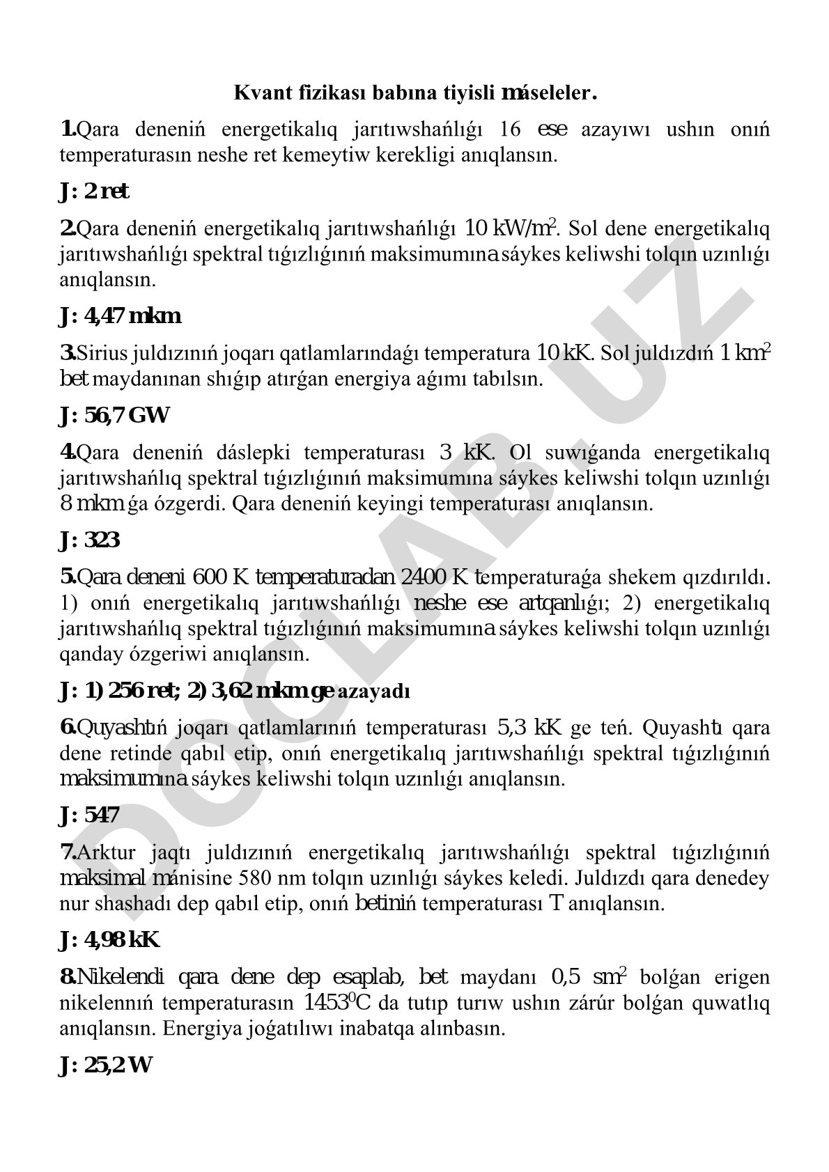 Kvant fizikası babına tiyisli máseleler