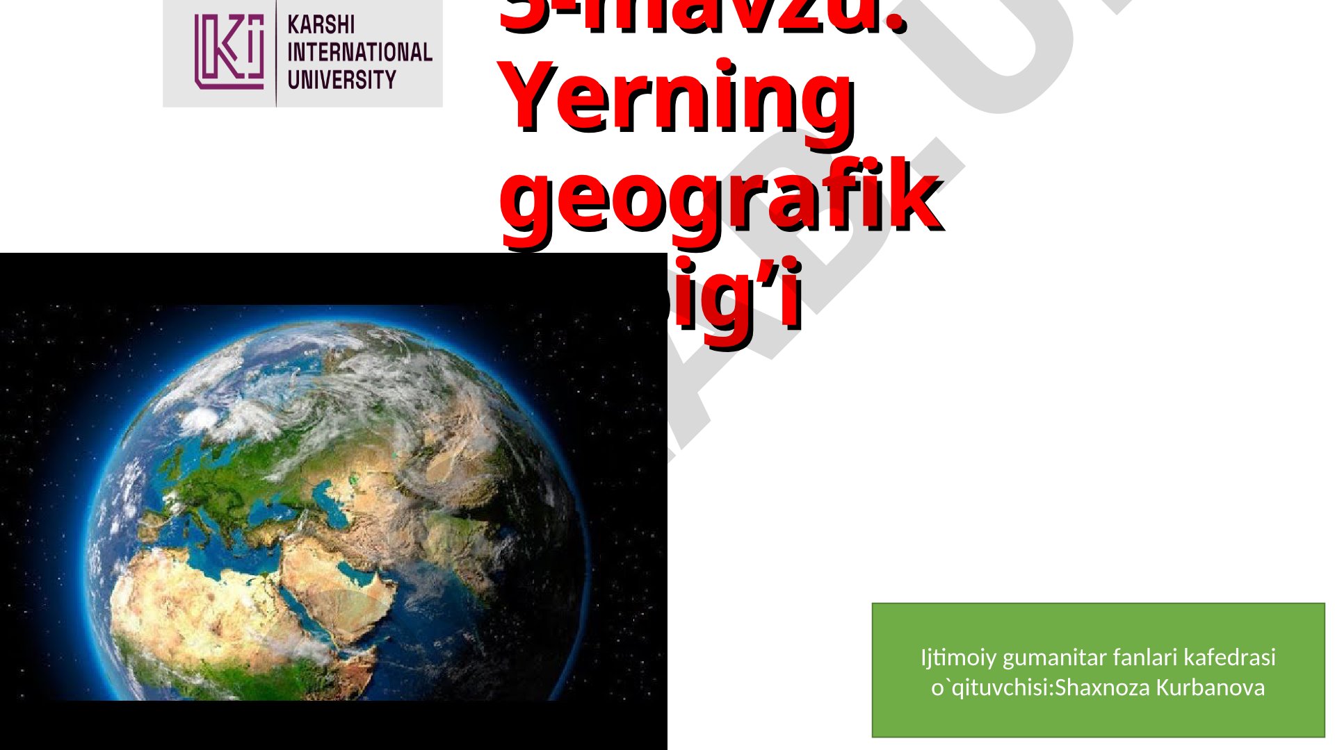 Yerning geografik qobig’i