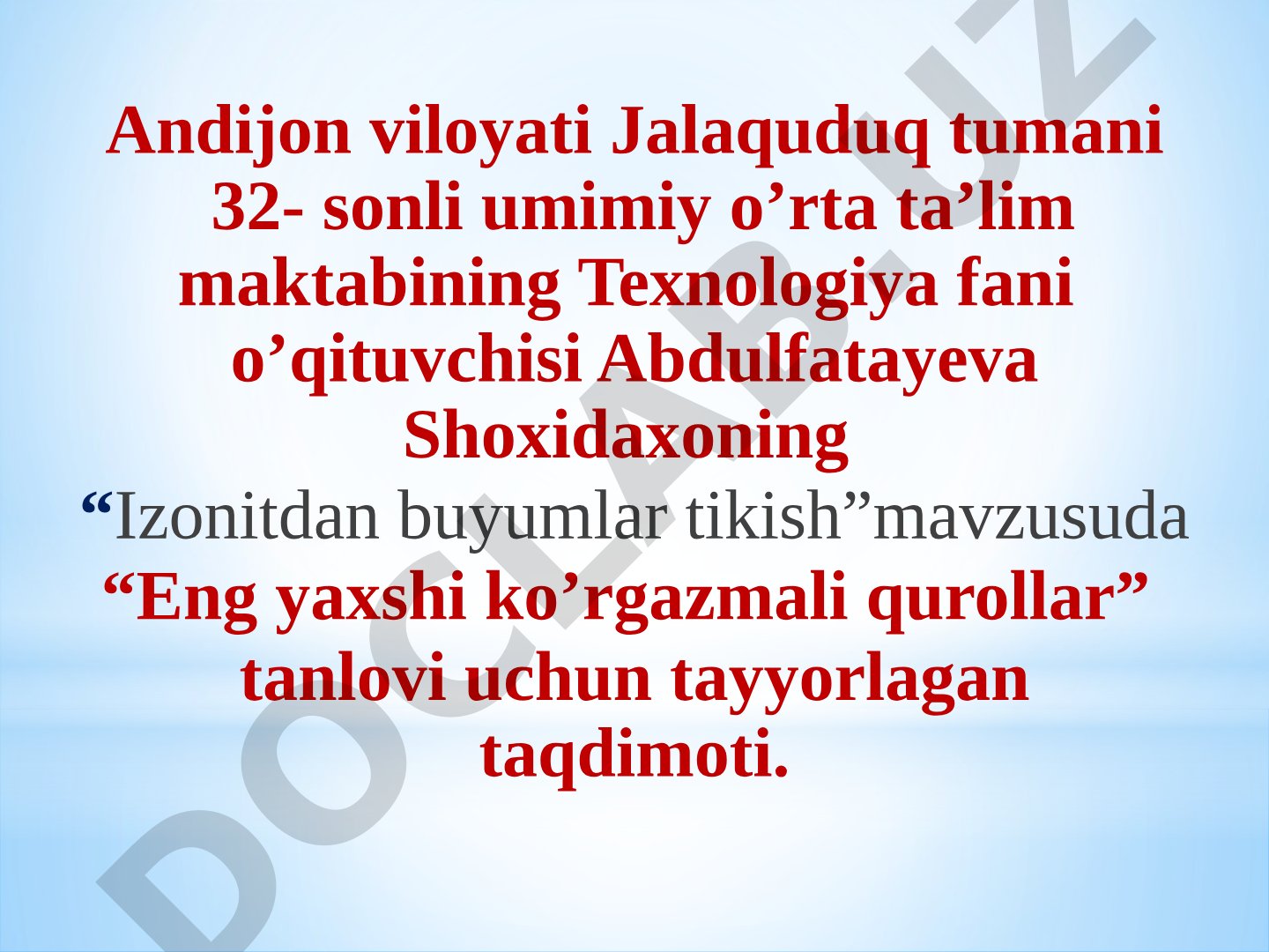 Izonit texnikasi tarixi, maqsadlari, tikish usullari va ahamiyati haqida taqdimot