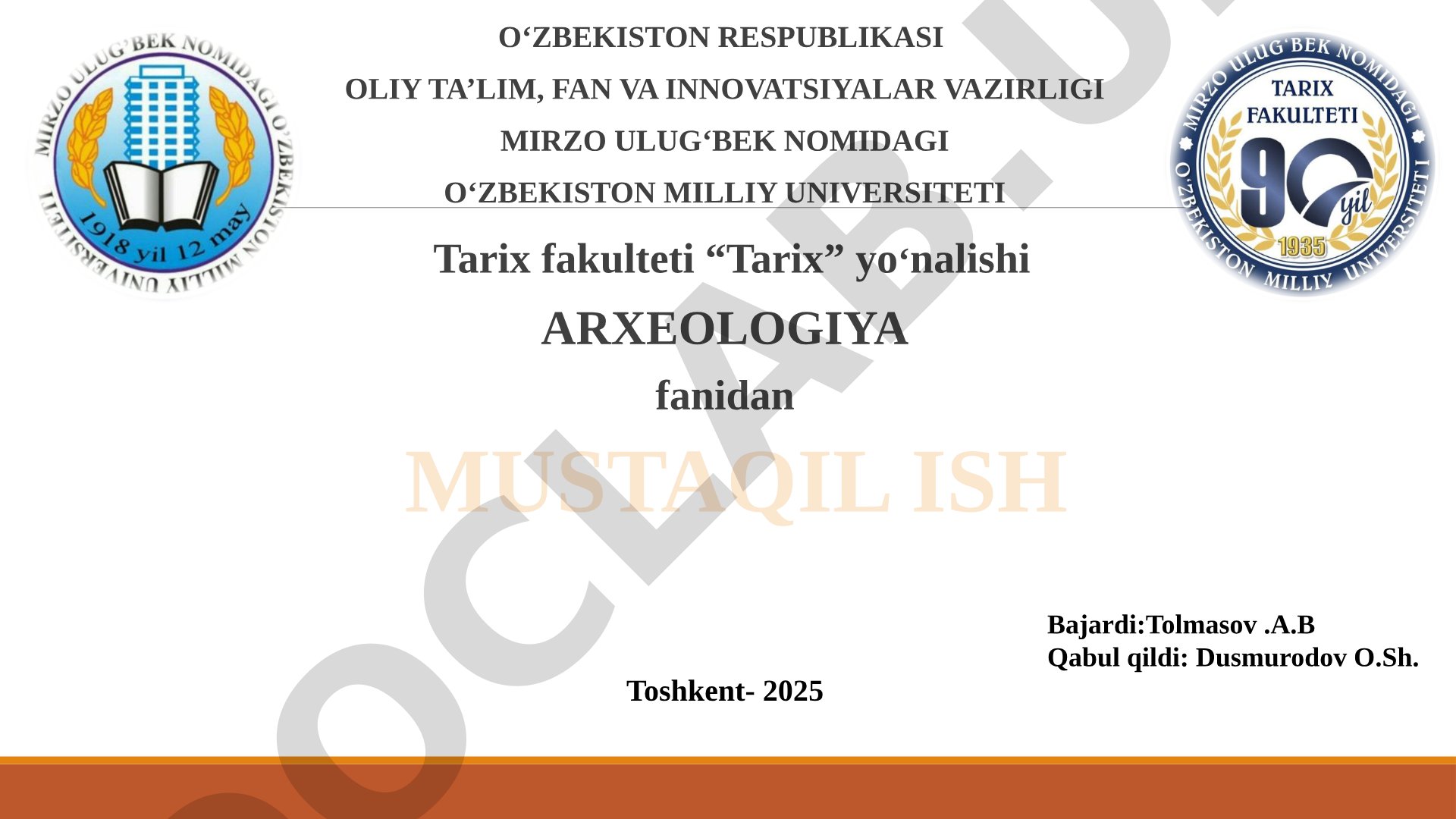 O'rta Osiyoning O'rta asrlar moddiy madaniyati. Jondor tumani
