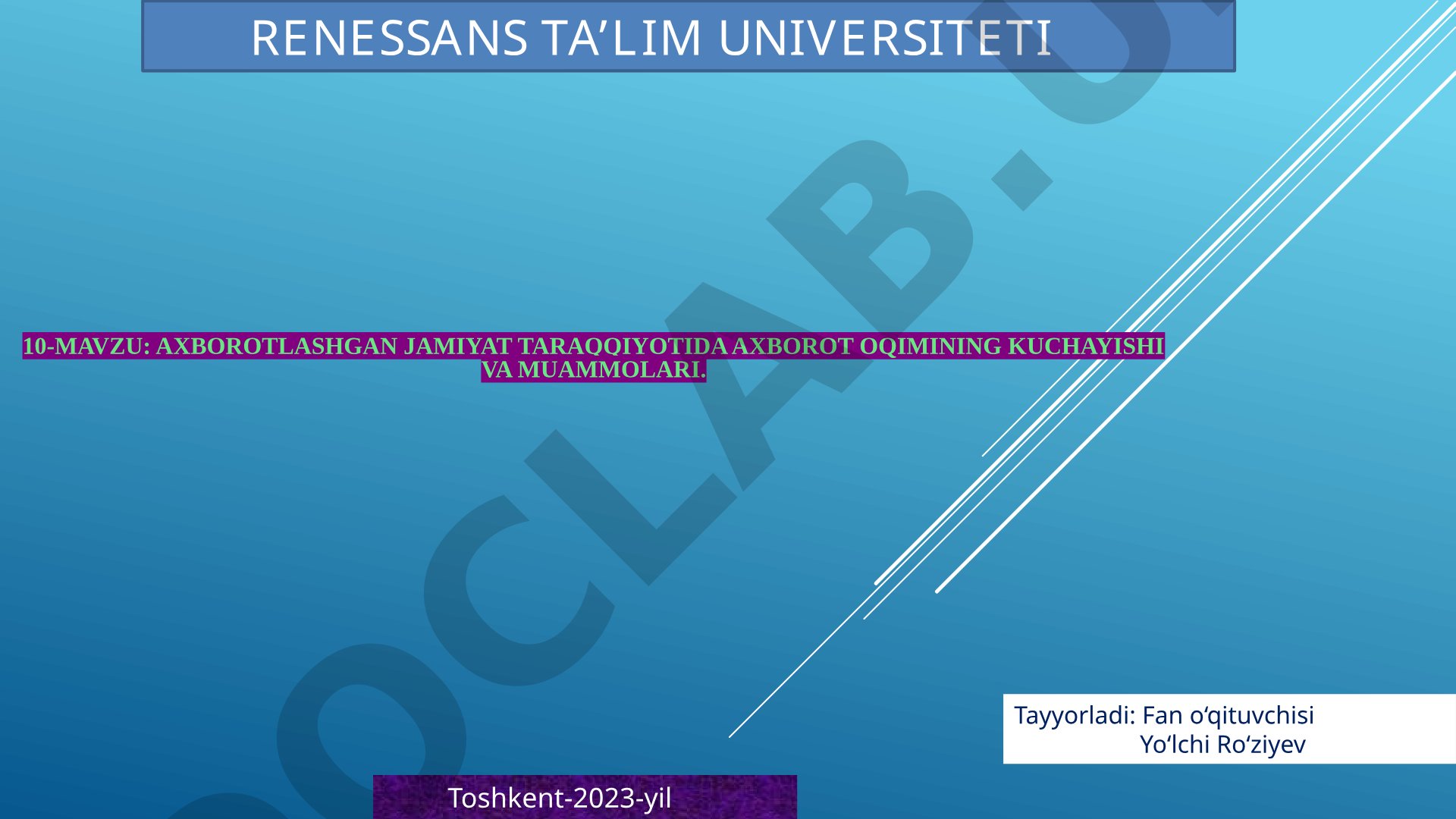 Axborotlashgan jamiyat taraqqiyotida axborot oqimining kuchayishi va muammolari