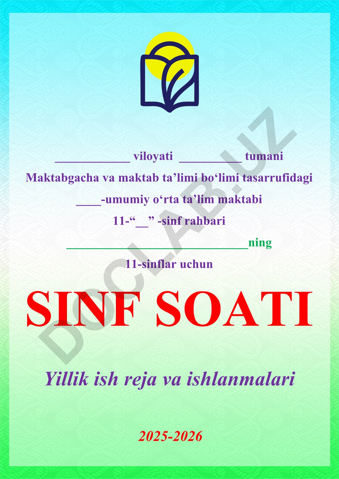 11-sinf sinf soati ish reja konspekti